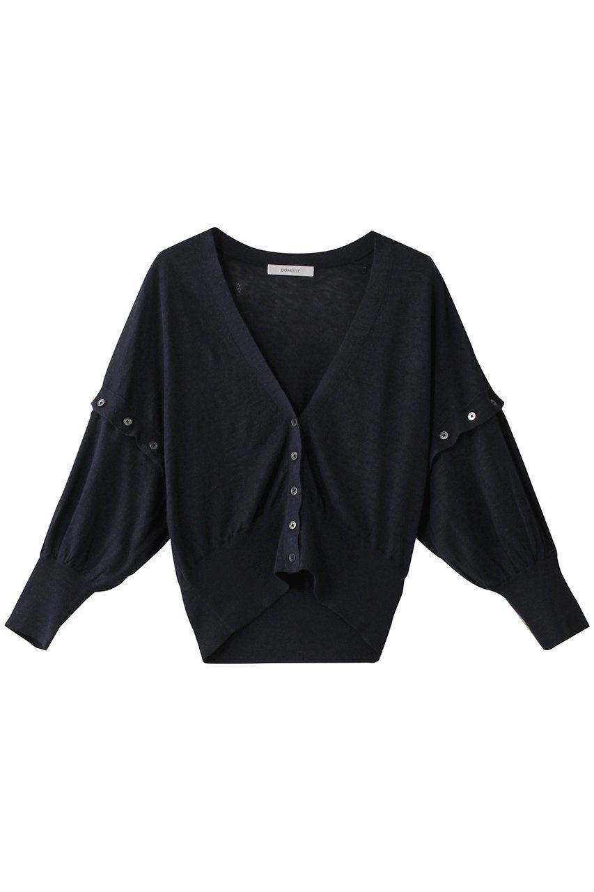 【ドメル/DOMELLE】のリネンニット カーディガン インテリア・キッズ・メンズ・レディースファッション・服の通販 founy(ファニー) 　ファッション　Fashion　レディースファッション　Fashion for Women　トップス・カットソー　Cut & Sew Tops　ニット　Knit Tops & Sweaters　カーディガン・羽織り　Layered Style Cardigans　カーディガン　Cardigan, Knitwear　ショート　Short, Short Length　ドレス　Dress, One-Piece　ノースリーブ　Sleeveless, No-Sleeve　フランス　France, French　リネン　Linen, Linen Fabric　ネイビー|ID: prp329100004410967 ipo3291000000032944512