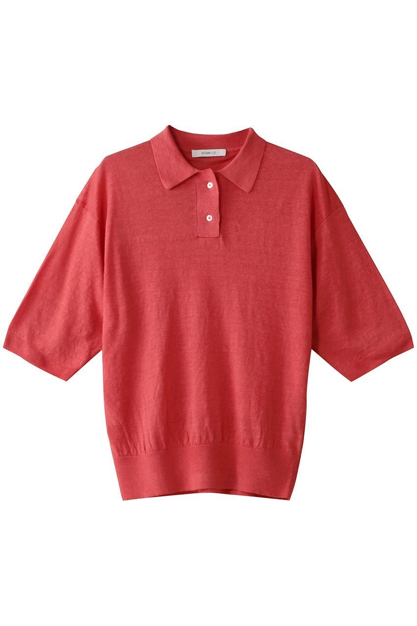 【ドメル/DOMELLE】のリネン ポロニット インテリア・キッズ・メンズ・レディースファッション・服の通販 founy(ファニー) 　ファッション　Fashion　レディースファッション　Fashion for Women　トップス・カットソー　Cut & Sew Tops　ニット　Knit Tops & Sweaters　カジュアルプルオーバー・ニットトップス　Pullovers & Knit Tops / Casual Pullovers　おすすめ　Recommended / Our Picks　コンパクト　Compact, Small Size　バランス　Balance, Style Balance　フランス　France, French　ベーシック　Basic, Essential　ボトム　Bottoms, Lower Wear　リネン　Linen, Linen Fabric　ワイド　Wide, Wide Fit　今季　This Season, Current Season　夏　Summer　コーラル|ID: prp329100004410968 ipo3291000000032942790