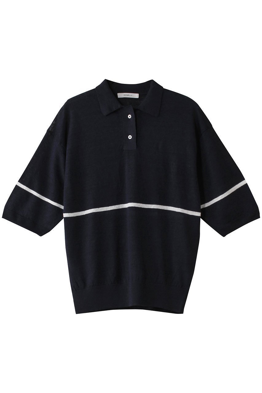 【ドメル/DOMELLE】のリネン ポロニット インテリア・キッズ・メンズ・レディースファッション・服の通販 founy(ファニー) 　ファッション　Fashion　レディースファッション　Fashion for Women　トップス・カットソー　Cut & Sew Tops　ニット　Knit Tops & Sweaters　カジュアルプルオーバー・ニットトップス　Pullovers & Knit Tops / Casual Pullovers　おすすめ　Recommended / Our Picks　コンパクト　Compact, Small Size　バランス　Balance, Style Balance　フランス　France, French　ベーシック　Basic, Essential　ボトム　Bottoms, Lower Wear　リネン　Linen, Linen Fabric　ワイド　Wide, Wide Fit　今季　This Season, Current Season　夏　Summer　ネイビー|ID: prp329100004410968 ipo3291000000032942798