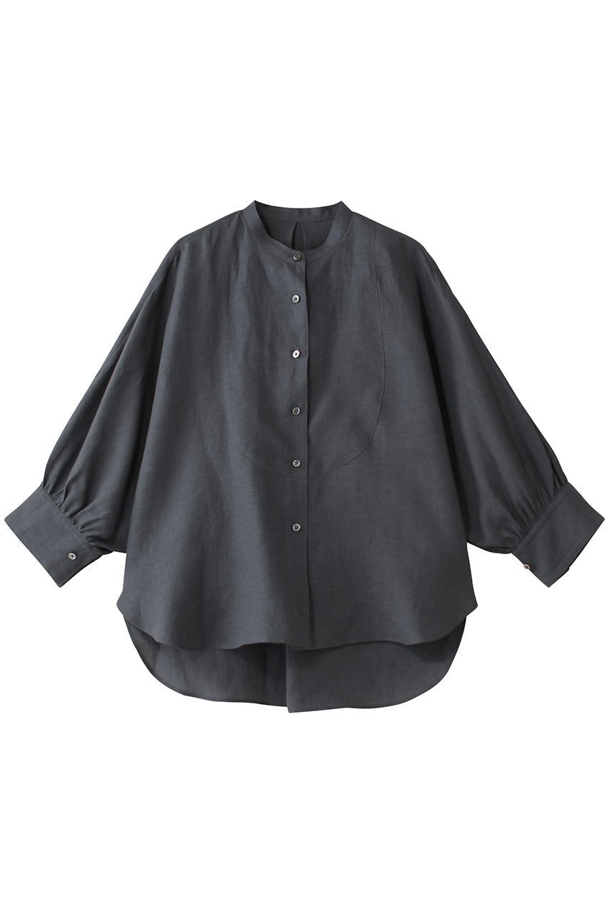 【ドメル/DOMELLE】のベルギーリネンシャツ インテリア・キッズ・メンズ・レディースファッション・服の通販 founy(ファニー) 　ファッション　Fashion　レディースファッション　Fashion for Women　トップス・カットソー　Cut & Sew Tops　シャツ・ブラウス・オフィスカジュアル　Elegant Blouses & Button-Ups　カフス　Cuff Design　スリーブ　Sleeve, Long Sleeve / Short Sleeve　フォルム　Silhouette, Form　ヨーク　Yoke, Yoke Design　ラウンド　Round, Round Neck　リネン　Linen, Linen Fabric　ロング　Long, Long-Length　グレー|ID: prp329100004410975 ipo3291000000032859269