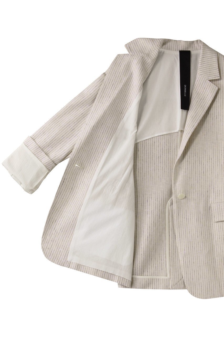 【ドメル/DOMELLE】のコットンリネン ストライプ ジャケット 人気、トレンドファッション・服の通販 founy(ファニー) 　ファッション　Fashion　レディースファッション　Fashion for Women　アウター　Coat / Outerwear Collection　レディースジャケット・軽アウター　Jackets　オックス　Oxford Fabric　ジャケット　Jacket, Outerwear　ストライプ　Stripe, Striped Pattern　セットアップ　Set-Up, Coordinated Outfit　ドロップ　Drop Shoulder, Dropped Style　リネン　Linen, Linen Fabric　other-6|ID: prp329100004410977 ipo3291000000032961494