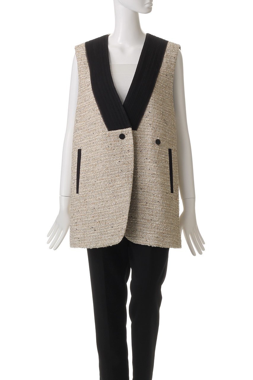 【ドメル/DOMELLE】のMALHIA ナチュラル ベスト 人気、トレンドファッション・服の通販 founy(ファニー) 　ファッション　Fashion　レディースファッション　WOMEN　アウター　Coat Outerwear　ジャケット　Jackets　おすすめ　Recommend　シフォン　Chiffon　ジャケット　Jacket　スペシャル　Special　ダブル　Double　ツイード　Tweed　ハーフ　Half　フランス　France　フロント　Front　ベスト　Vest　other-2|ID: prp329100004410978 ipo3291000000031266829