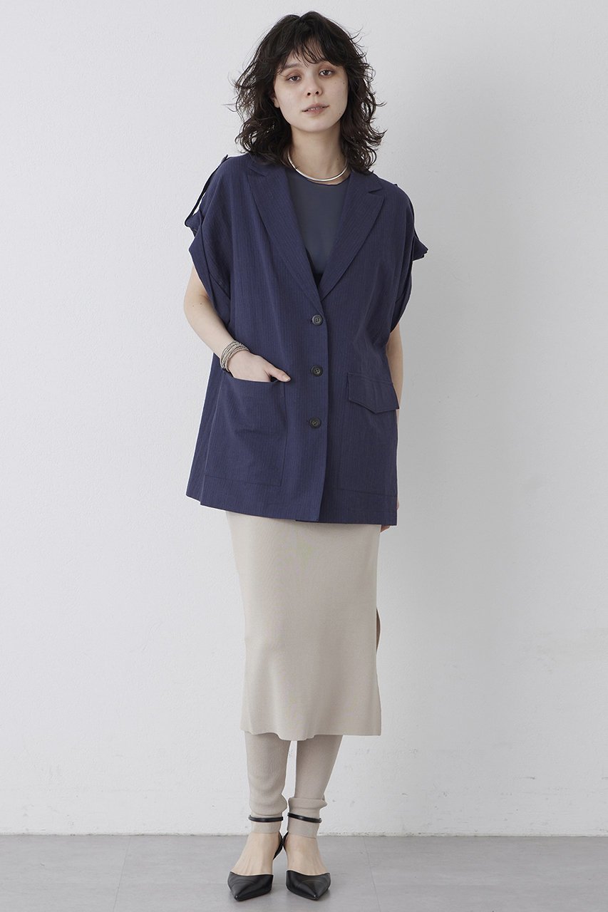 【ウィムガゼット/Whim Gazette】の【THE PAUSE】コットンリネンオーバージレ 人気、トレンドファッション・服の通販 founy(ファニー) 　ファッション　Fashion　レディースファッション　WOMEN　アウター　Coat Outerwear　ジャケット　Jackets　ヴィンテージ　Vintage　春　Spring　グラデーション　Gradation　ジャケット　Jacket　ストライプ　Stripe　スリーブ　Sleeve　フレンチ　French　ベスト　Vest　ボックス　Box　ボトム　Bottom　リネン　Linen　ワーク　Work　S/S・春夏　Ss・Spring/Summer　夏　Summer　other-2|ID: prp329100004417199 ipo3291000000031266095