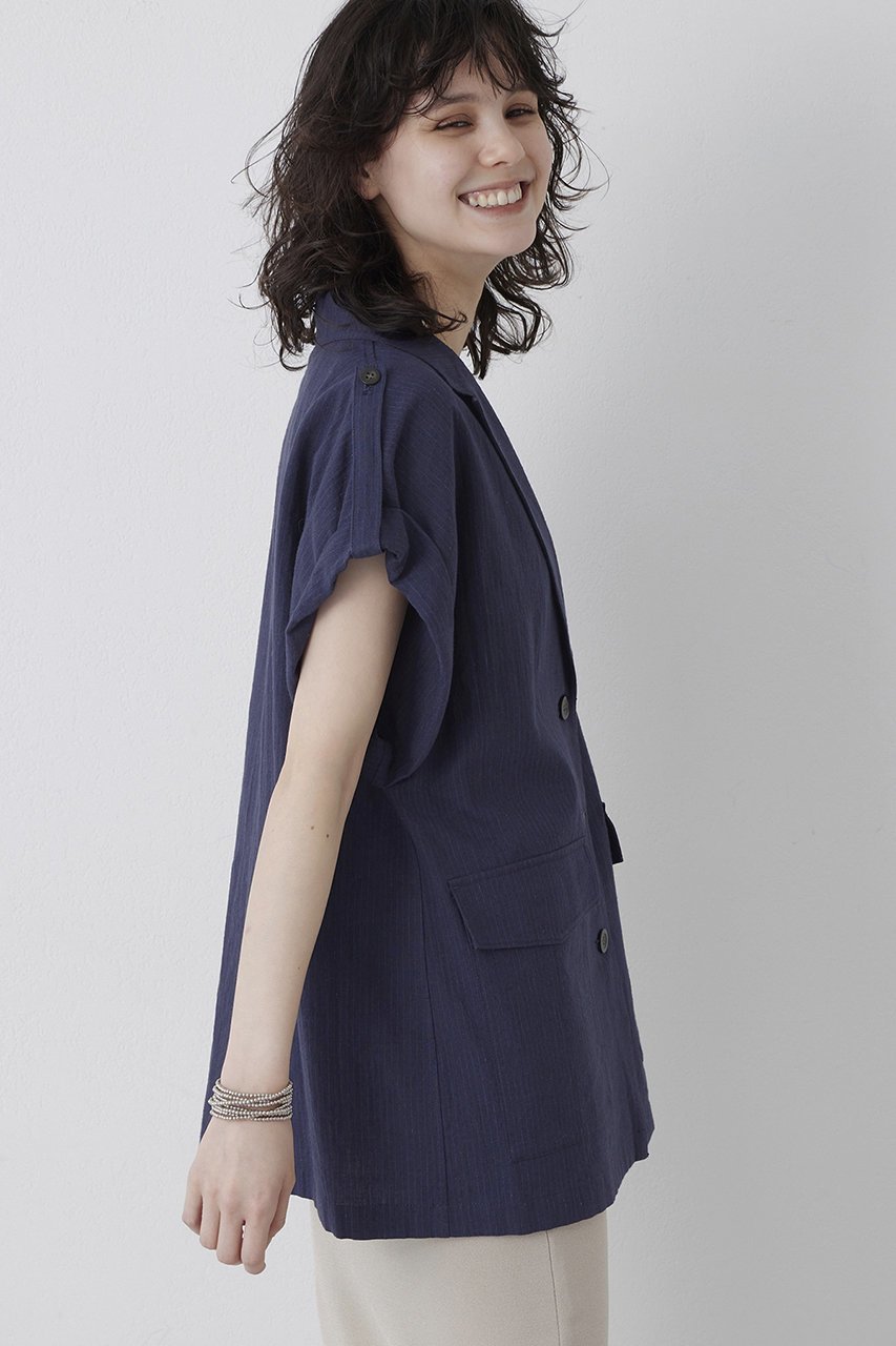【ウィムガゼット/Whim Gazette】の【THE PAUSE】コットンリネンオーバージレ 人気、トレンドファッション・服の通販 founy(ファニー) 　ファッション　Fashion　レディースファッション　Fashion for Women　アウター　Coat / Outerwear Collection　レディースジャケット・軽アウター　Jackets　ジャケット　Jacket, Outerwear　ストライプ　Stripe, Striped Pattern　スリーブ　Sleeve, Long Sleeve / Short Sleeve　フレンチ　French, French Style　ベスト　Vest, Waistcoat　ボックス　Boxy, Box Shape　ボトム　Bottoms, Lower Wear　リネン　Linen, Linen Fabric　夏　Summer　春　Spring　S/S・春夏　SS, Spring/Summer, Warm Season　other-5|ID: prp329100004417199 ipo3291000000032957543