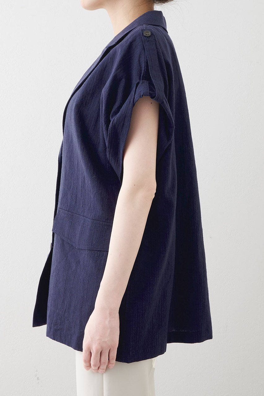 【ウィムガゼット/Whim Gazette】の【THE PAUSE】コットンリネンオーバージレ 人気、トレンドファッション・服の通販 founy(ファニー) 　ファッション　Fashion　レディースファッション　Fashion for Women　アウター　Coat / Outerwear Collection　レディースジャケット・軽アウター　Jackets　ジャケット　Jacket, Outerwear　ストライプ　Stripe, Striped Pattern　スリーブ　Sleeve, Long Sleeve / Short Sleeve　フレンチ　French, French Style　ベスト　Vest, Waistcoat　ボックス　Boxy, Box Shape　ボトム　Bottoms, Lower Wear　リネン　Linen, Linen Fabric　夏　Summer　春　Spring　S/S・春夏　SS, Spring/Summer, Warm Season　other-7|ID: prp329100004417199 ipo3291000000032957550