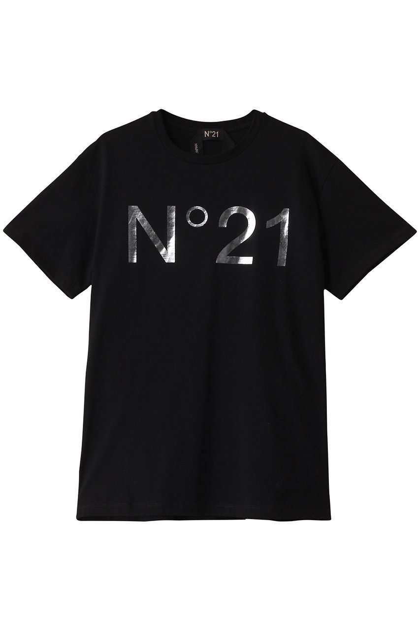 【ヌメロ ヴェントゥーノ/N°21】の【UNISEX】シルバーロゴTシャツ インテリア・キッズ・メンズ・レディースファッション・服の通販 founy(ファニー) 　ファッション　Fashion　レディースファッション　WOMEN　トップス・カットソー　Tops/Tshirt　シャツ/ブラウス　Shirts/Blouses　ロング / Tシャツ　T-Shirts　カットソー　Cut and Sewn　ユニセックス　Unisex　ショート　Short　シルバー　Silver　スタイリッシュ　Stylish　スリーブ　Sleeve　ハーフ　Half　フロント　Front　ベーシック　Basic　ブラック|ID: prp329100004417211 ipo3291000000030840502