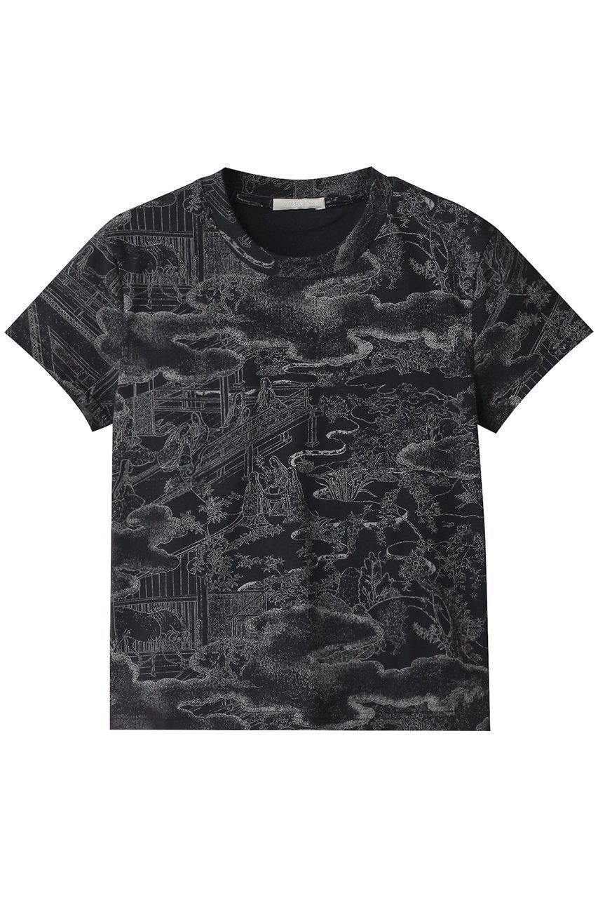 【カナコ サカイ/KANAKO SAKAI】のJAPANESE PRINTED FITTED Tシャツ インテリア・キッズ・メンズ・レディースファッション・服の通販 founy(ファニー) 　ファッション　Fashion　レディースファッション　Fashion for Women　トップス・カットソー　Cut & Sew Tops　シャツ・ブラウス・オフィスカジュアル　Elegant Blouses & Button-Ups　ロングTシャツ・Tシャツ　Longline T-Shirts & Tees　カットソー・ベーシックTシャツ　Cut-and-Sewn Tops / Stretch Tees & Basics　コンパクト　Compact, Small Size　ショート　Short, Short Length　スリーブ　Sleeve, Long Sleeve / Short Sleeve　バランス　Balance, Style Balance　プリント　Print, Printed Pattern　ボトム　Bottoms, Lower Wear　ネイビー|ID: prp329100004417238 ipo3291000000032869242