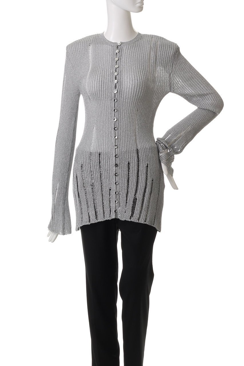 【カナコ サカイ/KANAKO SAKAI】のメタリックカーディガン 人気、トレンドファッション・服の通販 founy(ファニー) 　ファッション　Fashion　レディースファッション　Fashion for Women　トップス・カットソー　Cut & Sew Tops　ニット　Knit Tops & Sweaters　カーディガン・羽織り　Layered Style Cardigans　おすすめ　Recommended / Our Picks　カーディガン　Cardigan, Knitwear　スリム　Slim, Slim Fit　スリーブ　Sleeve, Long Sleeve / Short Sleeve　ダメージ　Distressed, Destroyed　メタリック　Metallic, Shiny Finish　エレガント 上品　Elegant　other-2|ID: prp329100004417239 ipo3291000000035486570