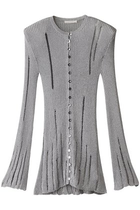 【カナコ サカイ/KANAKO SAKAI】のメタリックカーディガン 人気、トレンドファッション・服の通販 founy(ファニー) ファッション Fashion レディースファッション Fashion for Women トップス・カットソー Cut & Sew Tops ニット Knit Tops & Sweaters カーディガン・羽織り Layered Style Cardigans おすすめ Recommended / Our Picks カーディガン Cardigan, Knitwear スリム Slim, Slim Fit スリーブ Sleeve, Long Sleeve / Short Sleeve ダメージ Distressed, Destroyed メタリック Metallic, Shiny Finish エレガント 上品 Elegant |ID:prp329100004417239