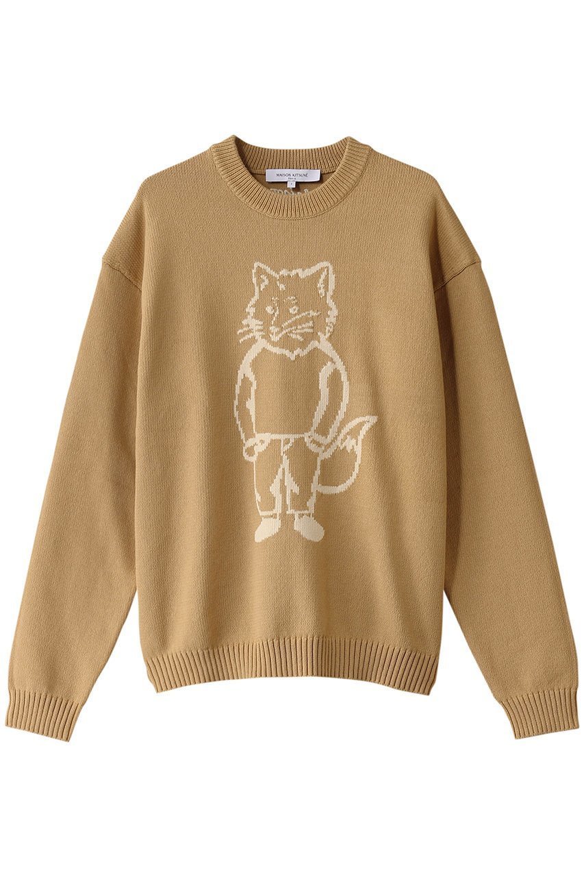 【メゾン キツネ/MAISON KITSUNE / MEN】の【MEN】DRESSED FOX INTARSIA JUMPER プルオーバー インテリア・キッズ・メンズ・レディースファッション・服の通販 founy(ファニー) 　ファッション　Fashion　メンズファッション　Fashion for Men　トップス・カットソー　Cut & Sew Tops　メンズシャツ　Shirts　スリーブ　Sleeve, Long Sleeve / Short Sleeve　フォックス　Fox, Fox Fur　フロント　Front, Front Design　ベーシック　Basic, Essential　ボトム　Bottoms, Lower Wear　ロング　Long, Long-Length　旅行　Travel　コーク|ID: prp329100004417248 ipo3291000000032869288