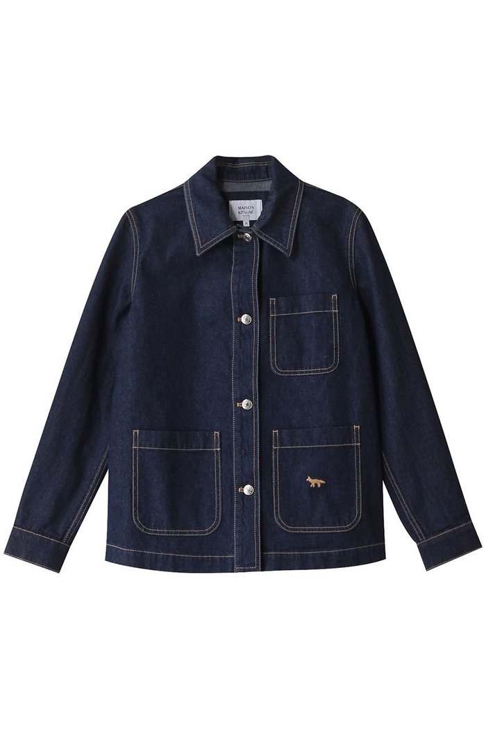 【メゾン キツネ/MAISON KITSUNE】のワークウエアデニムジャケット インテリア・キッズ・メンズ・レディースファッション・服の通販 founy(ファニー) https://founy.com/ ファッション Fashion レディースファッション WOMEN アウター Coat Outerwear ジャケット Jackets デニムジャケット Denim Jackets ジャケット Jacket ダメージ Damage デニム Denim ポケット Pocket エレガント 上品 Elegant 日本製 Made In Japan 長袖 Long Sleeve |ID: prp329100004417255 ipo3291000000030840614