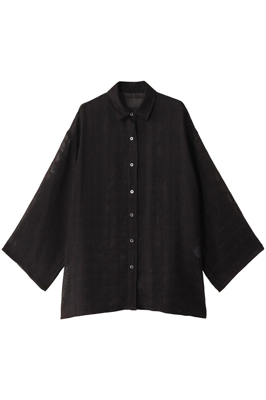 【エリオポール/heliopole】のLENOクロスシャツ インテリア・キッズ・メンズ・レディースファッション・服の通販 founy(ファニー) 　ファッション　Fashion　レディースファッション　Fashion for Women　トップス・カットソー　Cut & Sew Tops　シャツ・ブラウス・オフィスカジュアル　Elegant Blouses & Button-Ups　インナー　Innerwear　スリーブ　Sleeve, Long Sleeve / Short Sleeve　ロング　Long, Long-Length　夏　Summer　定番　Standard, Basic Item　ブラック|ID: prp329100004417286 ipo3291000000032857244