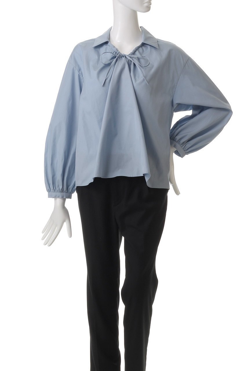 【エリオポール/heliopole】のスキッパーシャツ 人気、トレンドファッション・服の通販 founy(ファニー) 　ファッション　Fashion　レディースファッション　Fashion for Women　トップス・カットソー　Cut & Sew Tops　シャツ・ブラウス・オフィスカジュアル　Elegant Blouses & Button-Ups　ギャザー　Gathered, Ruffled　スキッパー　Skipper, Open Collar　スリーブ　Sleeve, Long Sleeve / Short Sleeve　デコルテ　Décolleté, Neckline　バランス　Balance, Style Balance　フロント　Front, Front Design　リボン　Ribbon, Bow　ロング　Long, Long-Length　other-2|ID: prp329100004417287 ipo3291000000032909787