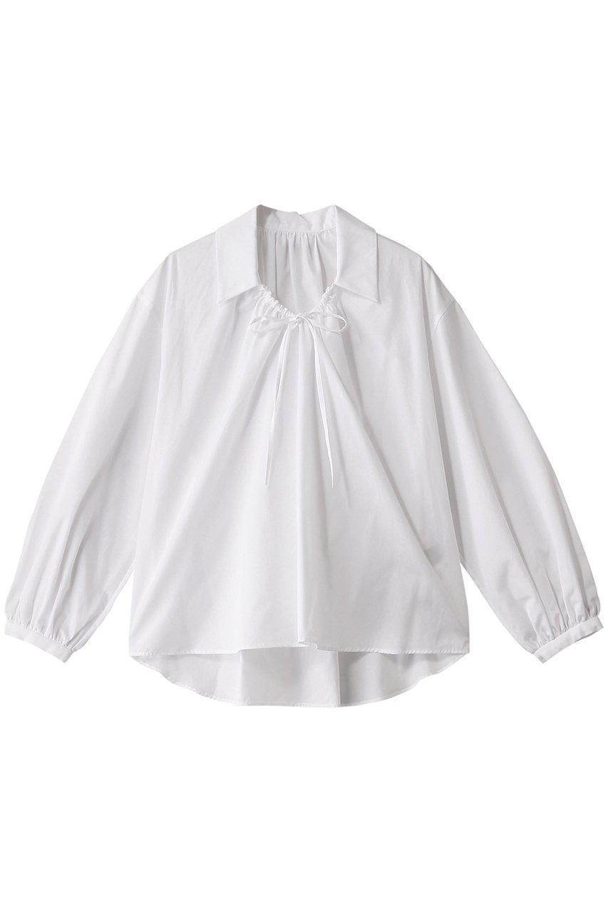 【エリオポール/heliopole】のスキッパーシャツ インテリア・キッズ・メンズ・レディースファッション・服の通販 founy(ファニー) ファッション Fashion レディースファッション Fashion for Women トップス・カットソー Cut & Sew Tops シャツ・ブラウス・オフィスカジュアル Elegant Blouses & Button-Ups ギャザー Gathered, Ruffled スキッパー Skipper, Open Collar スリーブ Sleeve, Long Sleeve / Short Sleeve デコルテ Décolleté, Neckline バランス Balance, Style Balance フロント Front, Front Design リボン Ribbon, Bow ロング Long, Long-Length ホワイト|ID: prp329100004417287 ipo3291000000035063979