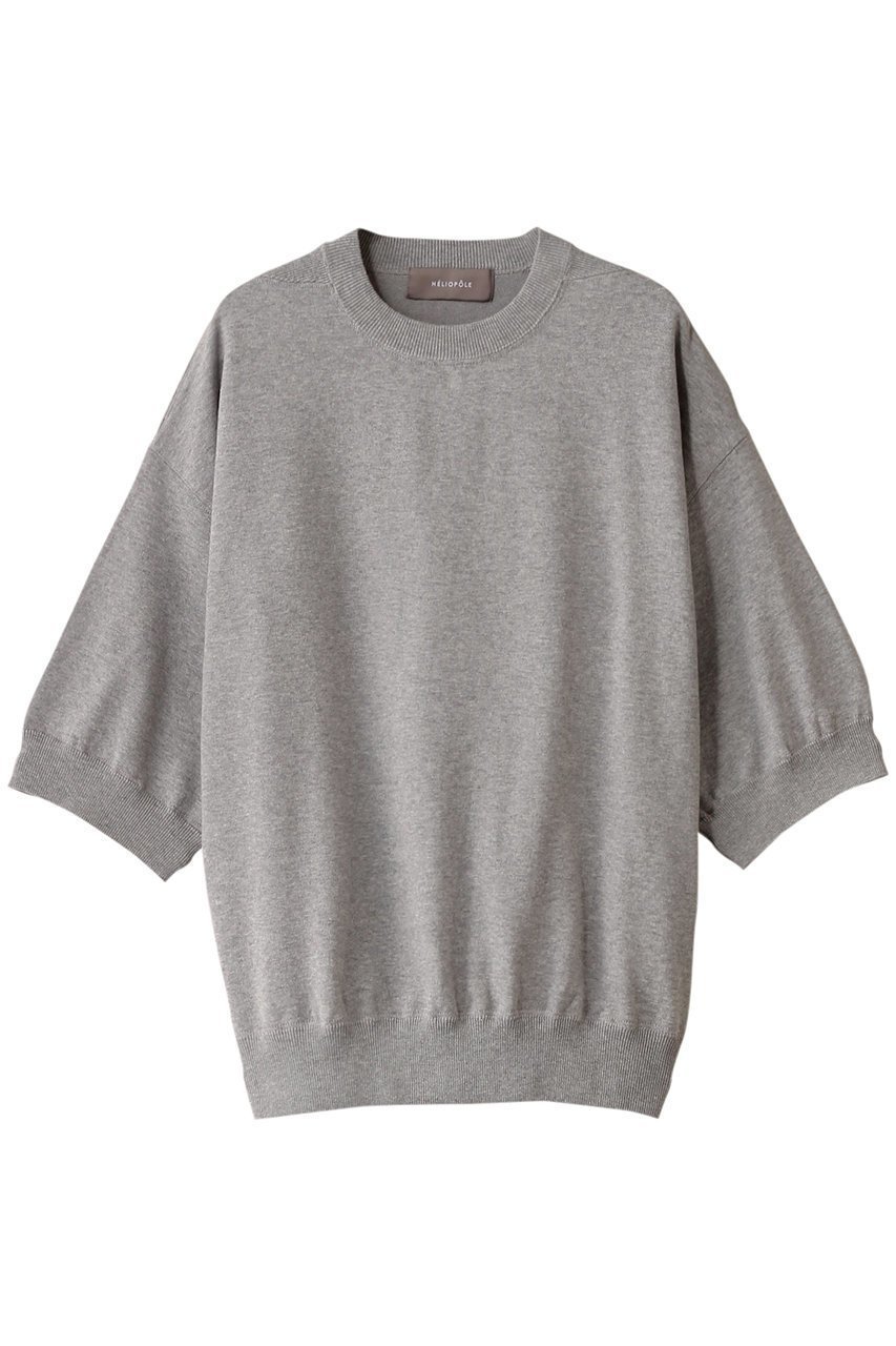 【エリオポール/heliopole】のハーフスリーブクルーネック 人気、トレンドファッション・服の通販 founy(ファニー) 　ファッション　Fashion　レディースファッション　Fashion for Women　トップス・カットソー　Cut & Sew Tops　ニット　Knit Tops & Sweaters　カジュアルプルオーバー・ニットトップス　Pullovers & Knit Tops / Casual Pullovers　シンプル　Simple, Minimal　スウェット / スエット　Sweatshirt, Sweatwear　ベーシック　Basic, Essential　エレガント 上品　Elegant　 other-1|ID: prp329100004417288 ipo3291000000032943410