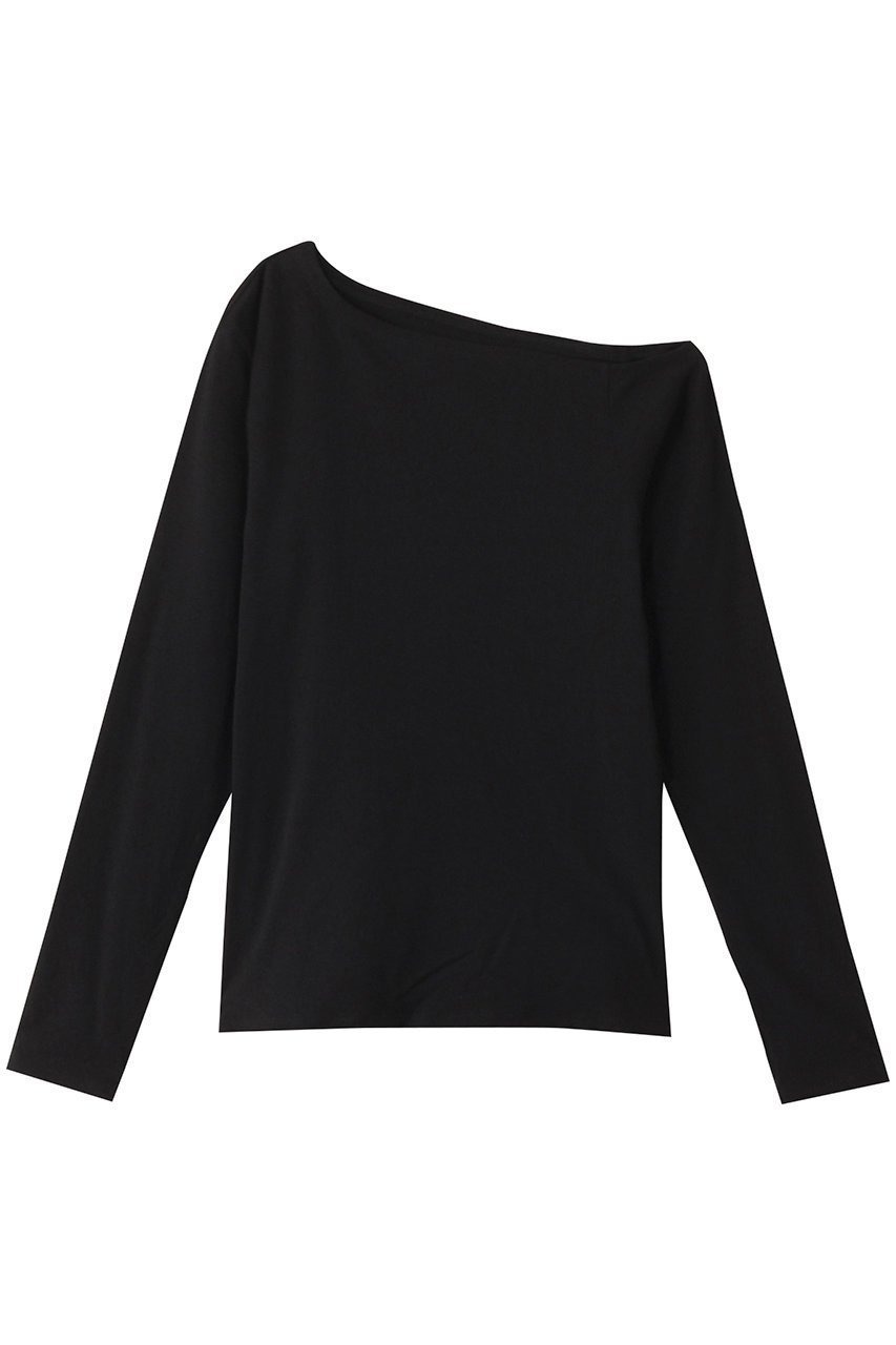 【ハー/HER.】のワンショルカットプルオーバー インテリア・キッズ・メンズ・レディースファッション・服の通販 founy(ファニー) 　ファッション　Fashion　レディースファッション　Fashion for Women　トップス・カットソー　Cut & Sew Tops　シャツ・ブラウス・オフィスカジュアル　Elegant Blouses & Button-Ups　ロングTシャツ・Tシャツ　Longline T-Shirts & Tees　カジュアルプルオーバー・ニットトップス　Pullovers & Knit Tops / Casual Pullovers　カットソー・ベーシックTシャツ　Cut-and-Sewn Tops / Stretch Tees & Basics　カットソー　Cut and Sewn Top　シンプル　Simple, Minimal　スリーブ　Sleeve, Long Sleeve / Short Sleeve　デコルテ　Décolleté, Neckline　ロング　Long, Long-Length　ブラック|ID: prp329100004417309 ipo3291000000032867208