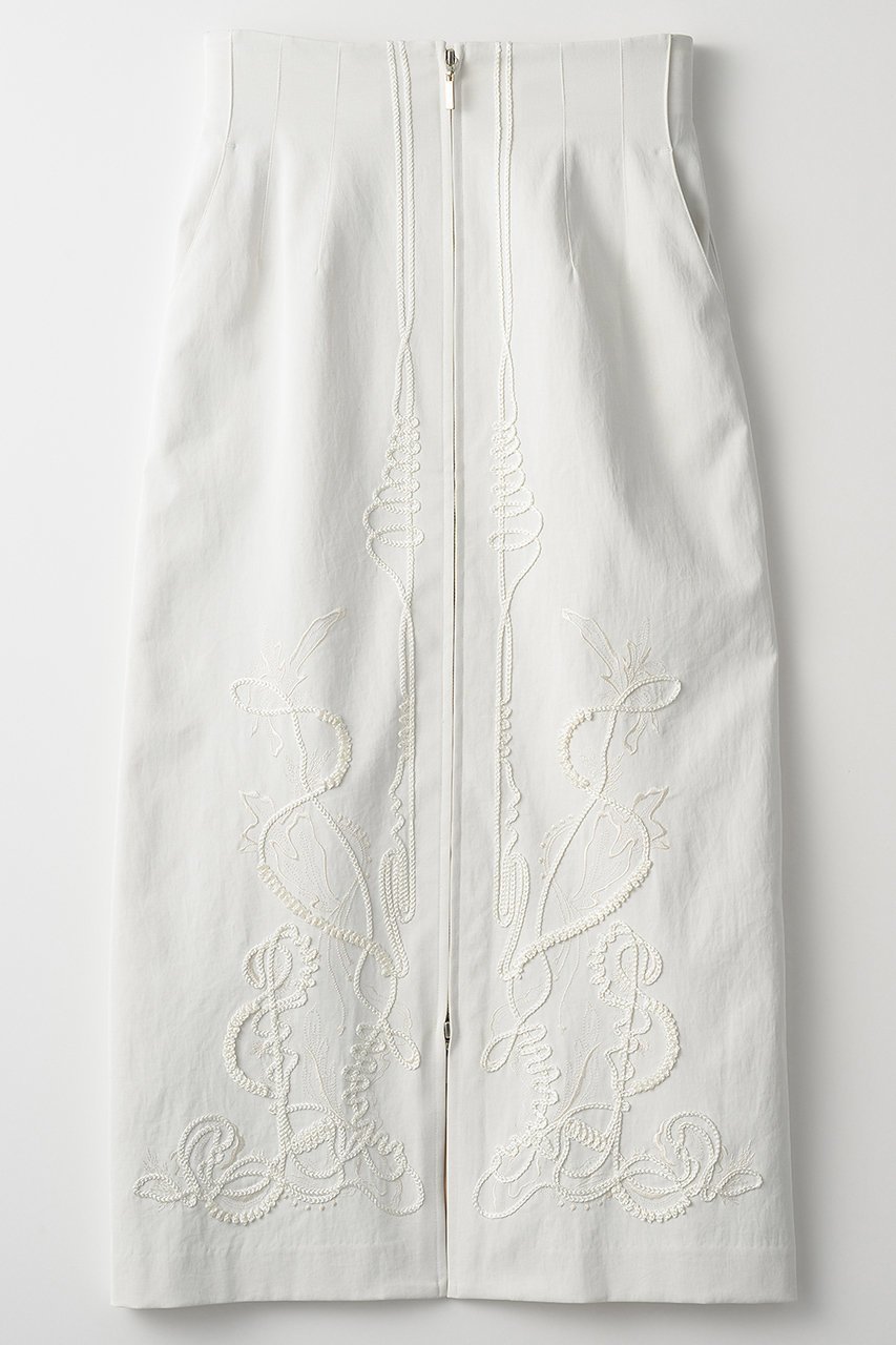 【ミューラル/MURRAL】のCucurbita embroidered スカート インテリア・キッズ・メンズ・レディースファッション・服の通販 founy(ファニー) 　ファッション　Fashion　レディースファッション　Fashion for Women　スカート　Skirts　ロングスカート　Long Skirts / Maxi & Midi Skirts　エレガント 上品　Elegant　ストレッチ　Stretch, Stretchy Fabric　スリット　Slit, Slit Detail　フォルム　Silhouette, Form　フロント　Front, Front Design　リネン　Linen, Linen Fabric　ロング　Long, Long-Length　吸水　Absorbent, Quick-Dry　ホワイト|ID: prp329100004418869 ipo3291000000032851693