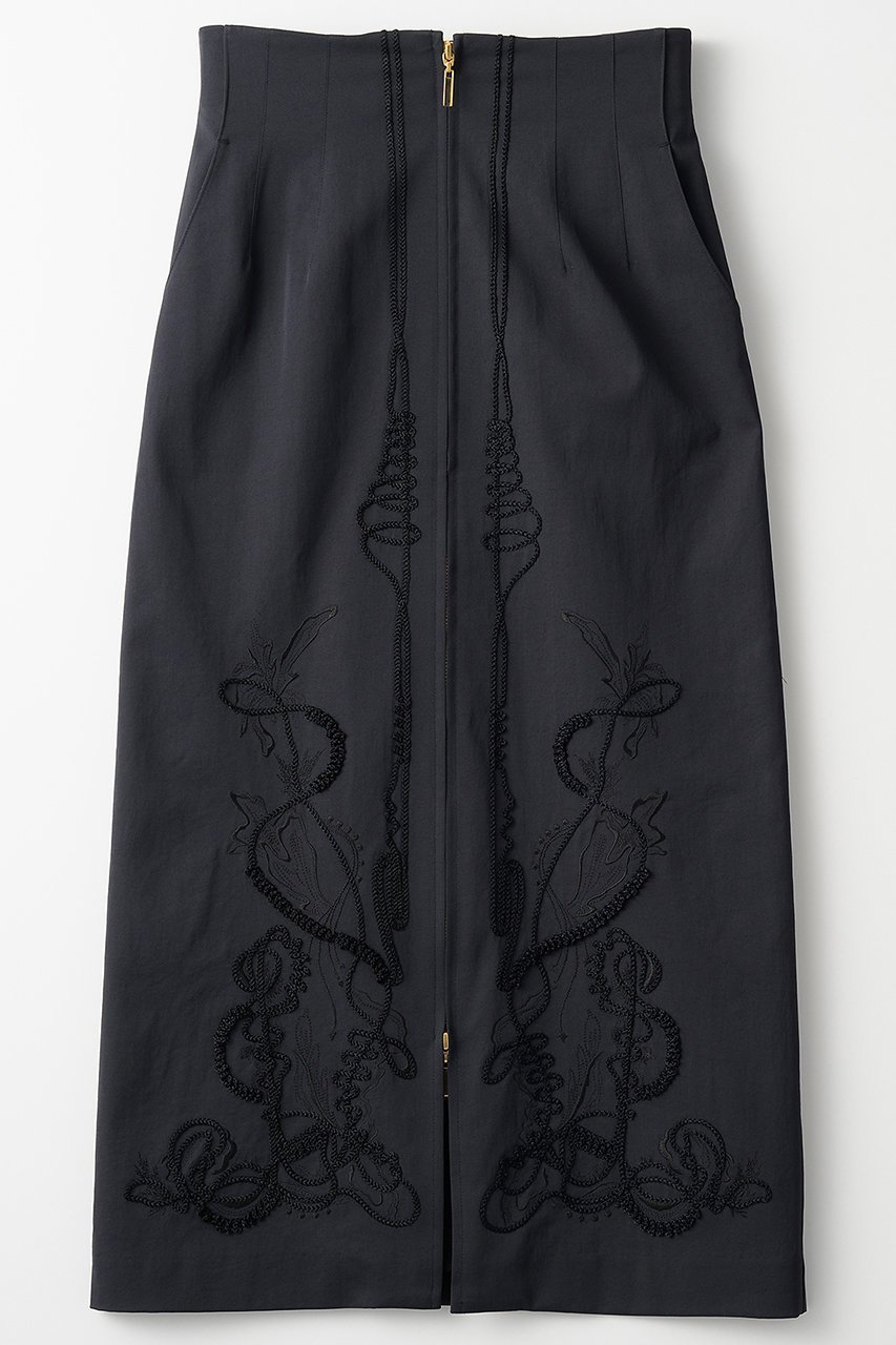 【ミューラル/MURRAL】のCucurbita embroidered スカート インテリア・キッズ・メンズ・レディースファッション・服の通販 founy(ファニー) 　ファッション　Fashion　レディースファッション　Fashion for Women　スカート　Skirts　ロングスカート　Long Skirts / Maxi & Midi Skirts　エレガント 上品　Elegant　ストレッチ　Stretch, Stretchy Fabric　スリット　Slit, Slit Detail　フォルム　Silhouette, Form　フロント　Front, Front Design　リネン　Linen, Linen Fabric　ロング　Long, Long-Length　吸水　Absorbent, Quick-Dry　ブラック|ID: prp329100004418869 ipo3291000000032851699
