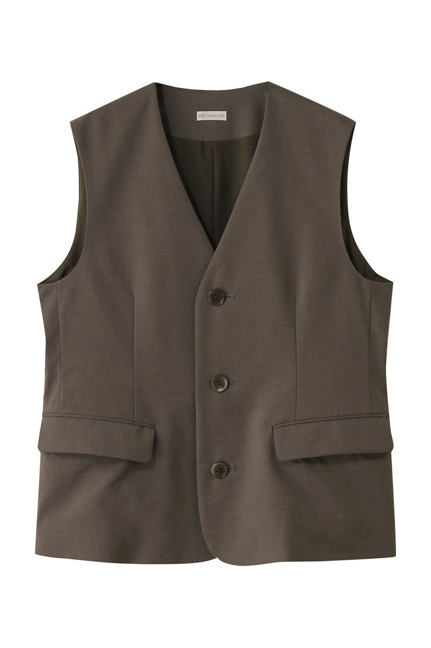 【プロタゴニスタ/PROTAGONISTA】のリネン混ベスト インテリア・キッズ・メンズ・レディースファッション・服の通販 founy(ファニー) 　ファッション　Fashion　レディースファッション　Fashion for Women　アウター　Coat / Outerwear Collection　レディースジャケット・軽アウター　Jackets　シンプル　Simple, Minimal　ジャケット　Jacket, Outerwear　ベスト　Vest, Waistcoat　マニッシュ　Mannish, Boyish　リネン　Linen, Linen Fabric　夏　Summer　ブラウン|ID: prp329100004418908 ipo3291000000034956417
