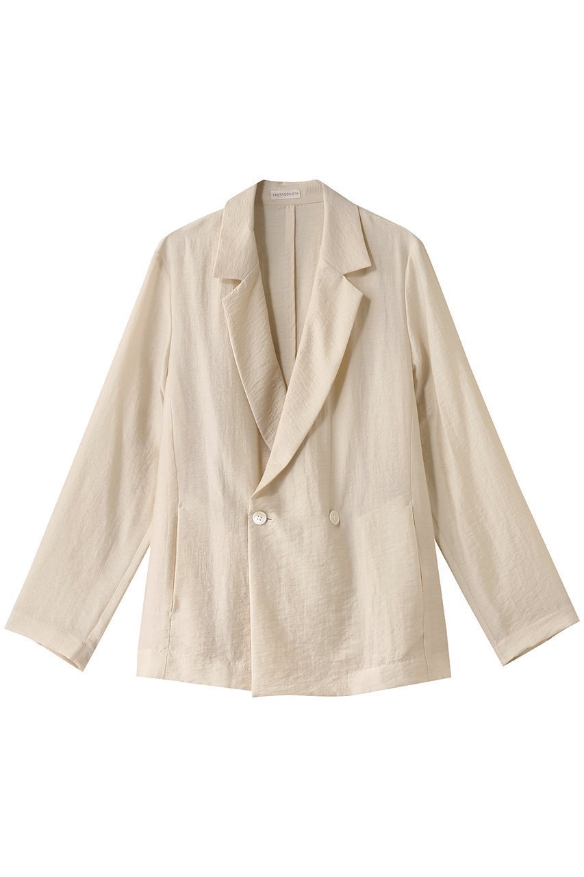 【プロタゴニスタ/PROTAGONISTA】のシルクブレンド ジャケット インテリア・キッズ・メンズ・レディースファッション・服の通販 founy(ファニー) 　ファッション　Fashion　レディースファッション　Fashion for Women　アウター　Coat / Outerwear Collection　レディースジャケット・軽アウター　Jackets　シルク　Silk, 100% Silk　ジャケット　Jacket, Outerwear　ラグジュアリー　Luxury, Elegant　ライトベージュ|ID: prp329100004418909 ipo3291000000034956430