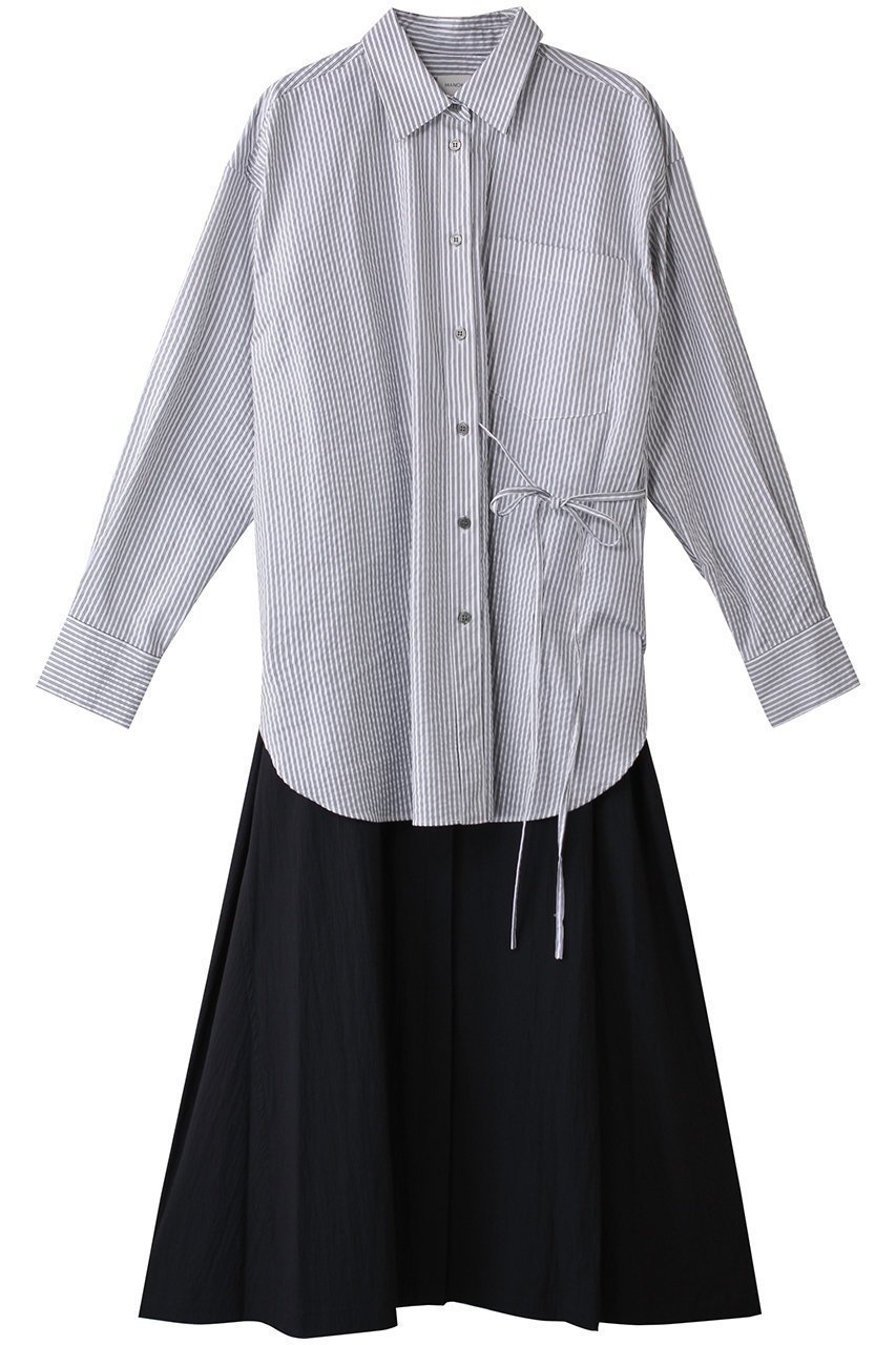 【マノフ/MANOF】のLAYER SHIRTS ONE PIECE/ワンピース インテリア・キッズ・メンズ・レディースファッション・服の通販 founy(ファニー) 　ファッション　Fashion　レディースファッション　Fashion for Women　ワンピース　Dresses　チュニック　Tunic Tops & Dresses　インナー　Innerwear　ギャザー　Gathered, Ruffled　チュニック　Tunic, Long Top　ドッキング　Docking, Mixed Material　ロング　Long, Long-Length　STRIPE|ID: prp329100004418911 ipo3291000000034954818