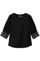 【ロキト/LOKITHO】のエンブロイダリー カフ UネックTシャツ 人気、トレンドファッション・服の通販 founy(ファニー) ファッション Fashion レディースファッション Fashion for Women トップス・カットソー Cut & Sew Tops シャツ・ブラウス・オフィスカジュアル Elegant Blouses & Button-Ups ロングTシャツ・Tシャツ Longline T-Shirts & Tees カットソー・ベーシックTシャツ Cut-and-Sewn Tops / Stretch Tees & Basics エンブロイダリー Embroidery Design カフス Cuff Design ギャザー Gathered, Ruffled ショート Short, Short Length シンプル Simple, Minimal スリーブ Sleeve, Long Sleeve / Short Sleeve デコルテ Décolleté, Neckline thumbnail ブラック|ID: prp329100004418912 ipo3291000000032796864