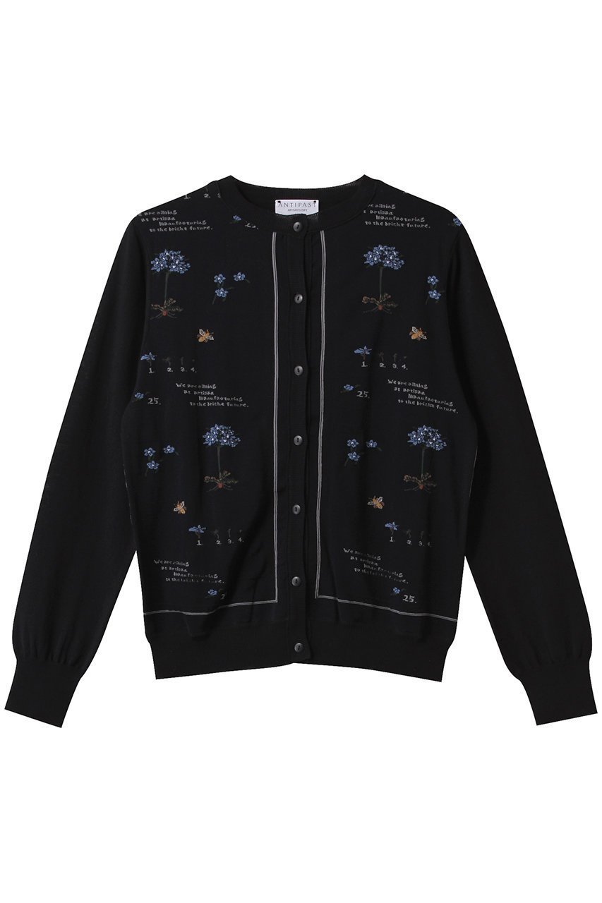 【アンティパスト/ANTIPAST】のソックニットカーディガン インテリア・キッズ・メンズ・レディースファッション・服の通販 founy(ファニー) 　ファッション　Fashion　レディースファッション　Fashion for Women　トップス・カットソー　Cut & Sew Tops　ニット　Knit Tops & Sweaters　カーディガン・羽織り　Layered Style Cardigans　カーディガン　Cardigan, Knitwear　スリーブ　Sleeve, Long Sleeve / Short Sleeve　フラワー　Flower, Floral　ベーシック　Basic, Essential　ロング　Long, Long-Length　春　Spring　ブラック×ブラック|ID: prp329100004418926 ipo3291000000032943029