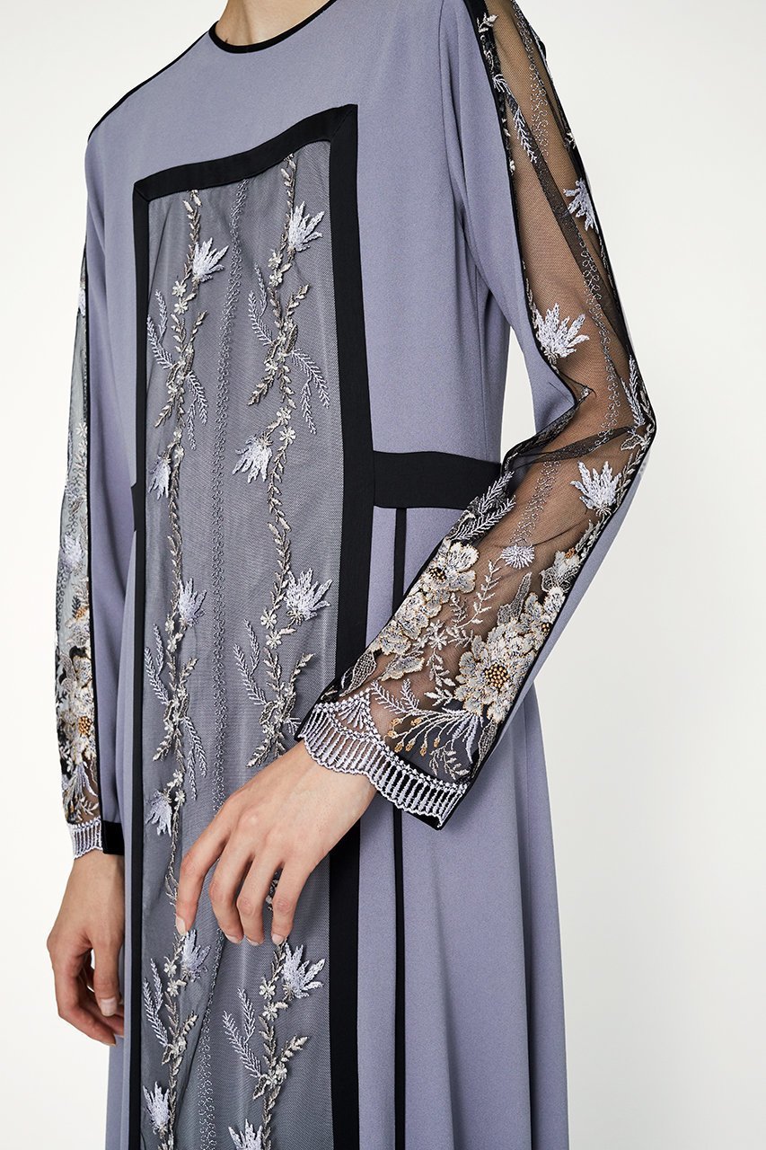 【ミューラル/MURRAL】のFramed flower laceドレス 人気、トレンドファッション・服の通販 founy(ファニー) 　ファッション　Fashion　レディースファッション　Fashion for Women　ワンピース　Dresses　フォーマル・パーティードレス・結婚式用ドレス　Elegant & Casual Dresses　チュニック　Tunic Tops & Dresses　エレガント 上品　Elegant　シェイプ　Shape, Slim Fit　スリーブ　Sleeve, Long Sleeve / Short Sleeve　チュニック　Tunic, Long Top　ドレス　Dress, One-Piece　パープル　Purple, Violet　モチーフ　Motif, Design Theme　レース　Lace, Lace Fabric　ロング　Long, Long-Length　other-7|ID: prp329100004418935 ipo3291000000035395774