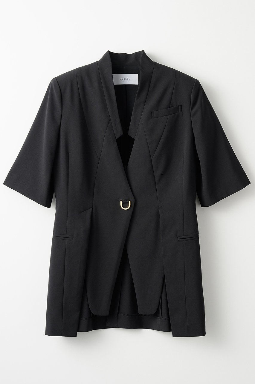 【ミューラル/MURRAL】のBranching ハーフスリーブ ジャケット インテリア・キッズ・メンズ・レディースファッション・服の通販 founy(ファニー) 　ファッション　Fashion　レディースファッション　Fashion for Women　アウター　Coat / Outerwear Collection　レディースジャケット・軽アウター　Jackets　ジャケット　Jacket, Outerwear　ストレッチ　Stretch, Stretchy Fabric　スリット　Slit, Slit Detail　スリーブ　Sleeve, Long Sleeve / Short Sleeve　ハーフ　Half, Half-Length　フォルム　Silhouette, Form　フロント　Front, Front Design　モダン　Modern, Contemporary　ブラック|ID: prp329100004418936 ipo3291000000032960424