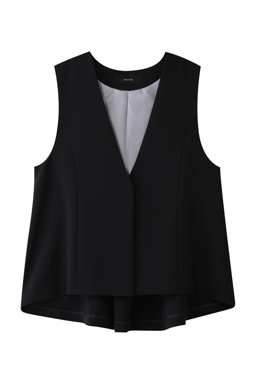 【アルアバイル/allureville】のダブルクロスドレープジレ インテリア・キッズ・メンズ・レディースファッション・服の通販 founy(ファニー) 　ファッション　Fashion　レディースファッション　Ladies' Fashion Online　アウター　Coat Outerwear　ジャケット　Jackets　シンプル　Simple　ジャケット　Jacket　ダブル　Double　パーティ　Party　フレア　Flare　ベスト　Vest　エレガント 上品　Elegant　再入荷　Restock/Back In Stock/Re Arrival　ネイビー|ID: prp329100004418942 ipo3291000000032684367