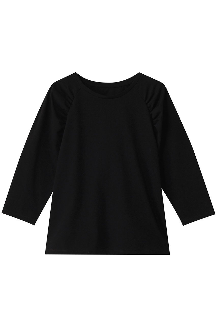 【アルアバイル/allureville】の【Loulou Willoughby】ショルダーギャザーロンT インテリア・キッズ・メンズ・レディースファッション・服の通販 founy(ファニー) 　ファッション　Fashion　レディースファッション　Fashion for Women　トップス・カットソー　Cut & Sew Tops　シャツ・ブラウス・オフィスカジュアル　Elegant Blouses & Button-Ups　ロングTシャツ・Tシャツ　Longline T-Shirts & Tees　カットソー・ベーシックTシャツ　Cut-and-Sewn Tops / Stretch Tees & Basics　イタリア　Italy　インナー　Innerwear　カットソー　Cut and Sewn Top　ギャザー　Gathered, Ruffled　シンプル　Simple, Minimal　スリーブ　Sleeve, Long Sleeve / Short Sleeve　ロング　Long, Long-Length　ブラック|ID: prp329100004418946 ipo3291000000032706850