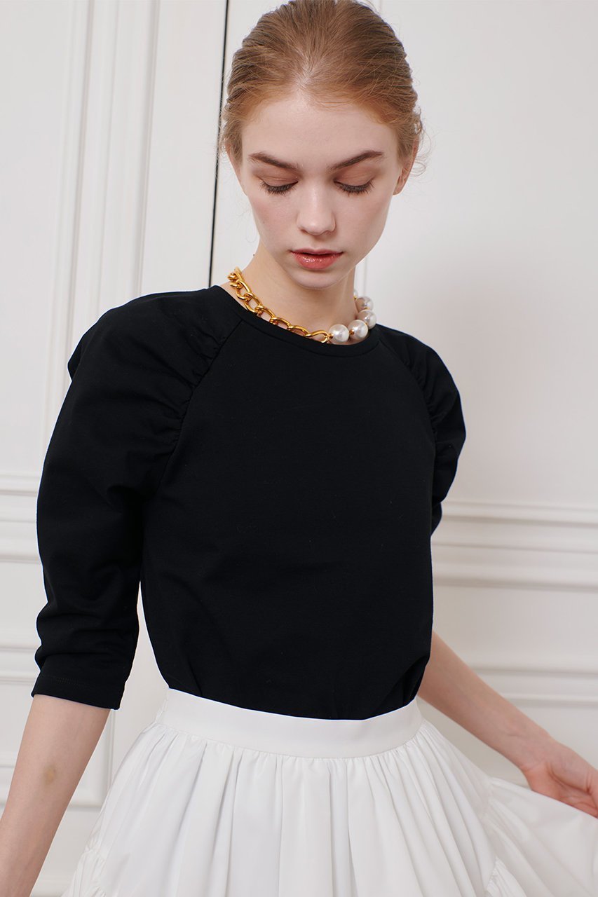 【アルアバイル/allureville】の【Loulou Willoughby】ショルダーギャザーロンT 人気、トレンドファッション・服の通販 founy(ファニー) 　ファッション　Fashion　レディースファッション　Fashion for Women　トップス・カットソー　Cut & Sew Tops　シャツ・ブラウス・オフィスカジュアル　Elegant Blouses & Button-Ups　ロングTシャツ・Tシャツ　Longline T-Shirts & Tees　カットソー・ベーシックTシャツ　Cut-and-Sewn Tops / Stretch Tees & Basics　イタリア　Italy　インナー　Innerwear　カットソー　Cut and Sewn Top　ギャザー　Gathered, Ruffled　シンプル　Simple, Minimal　スリーブ　Sleeve, Long Sleeve / Short Sleeve　ロング　Long, Long-Length　other-6|ID: prp329100004418946 ipo3291000000032706855