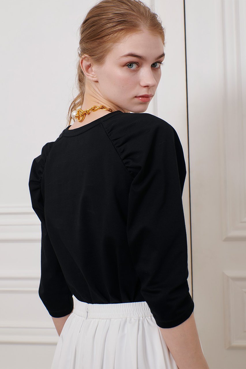 【アルアバイル/allureville】の【Loulou Willoughby】ショルダーギャザーロンT 人気、トレンドファッション・服の通販 founy(ファニー) 　ファッション　Fashion　レディースファッション　Fashion for Women　トップス・カットソー　Cut & Sew Tops　シャツ・ブラウス・オフィスカジュアル　Elegant Blouses & Button-Ups　ロングTシャツ・Tシャツ　Longline T-Shirts & Tees　カットソー・ベーシックTシャツ　Cut-and-Sewn Tops / Stretch Tees & Basics　イタリア　Italy　インナー　Innerwear　カットソー　Cut and Sewn Top　ギャザー　Gathered, Ruffled　シンプル　Simple, Minimal　スリーブ　Sleeve, Long Sleeve / Short Sleeve　ロング　Long, Long-Length　other-7|ID: prp329100004418946 ipo3291000000032706857