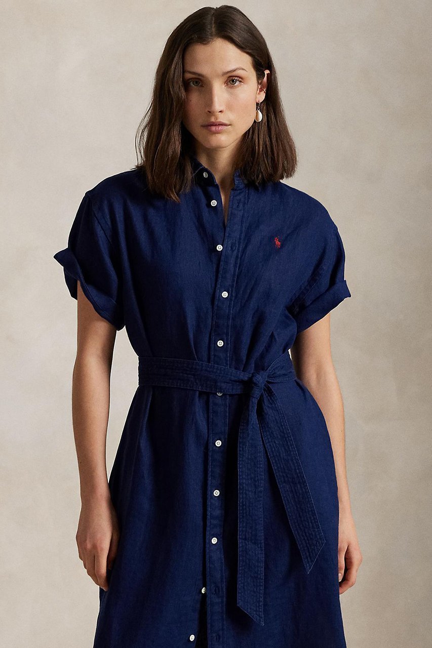 【ラルフローレン/RALPH LAUREN】の【POLO RALPH LAUREN】リネン ショートスリーブ シャツドレス 人気、トレンドファッション・服の通販 founy(ファニー) 　ファッション　Fashion　レディースファッション　Fashion for Women　ワンピース　Dresses　フォーマル・パーティードレス・結婚式用ドレス　Elegant & Casual Dresses　チュニック　Tunic Tops & Dresses　サンダル　Sandals, Summer Shoes　ショート　Short, Short Length　ストレート　Straight, Straight Cut　スニーカー　Sneakers, Trainers　スリット　Slit, Slit Detail　スリーブ　Sleeve, Long Sleeve / Short Sleeve　チュニック　Tunic, Long Top　ドレス　Dress, One-Piece　フィット　Fit, Slim Fit　プリーツ　Pleats, Pleated　ボックス　Boxy, Box Shape　ヨーク　Yoke, Yoke Design　ラウンド　Round, Round Neck　リネン　Linen, Linen Fabric　半袖　Short Sleeve, Half Sleeve　other-2|ID: prp329100004418955 ipo3291000000032871607
