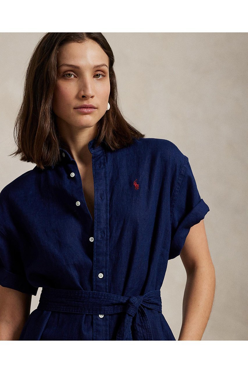 【ラルフローレン/RALPH LAUREN】の【POLO RALPH LAUREN】リネン ショートスリーブ シャツドレス 人気、トレンドファッション・服の通販 founy(ファニー) 　ファッション　Fashion　レディースファッション　Fashion for Women　ワンピース　Dresses　フォーマル・パーティードレス・結婚式用ドレス　Elegant & Casual Dresses　チュニック　Tunic Tops & Dresses　サンダル　Sandals, Summer Shoes　ショート　Short, Short Length　ストレート　Straight, Straight Cut　スニーカー　Sneakers, Trainers　スリット　Slit, Slit Detail　スリーブ　Sleeve, Long Sleeve / Short Sleeve　チュニック　Tunic, Long Top　ドレス　Dress, One-Piece　フィット　Fit, Slim Fit　プリーツ　Pleats, Pleated　ボックス　Boxy, Box Shape　ヨーク　Yoke, Yoke Design　ラウンド　Round, Round Neck　リネン　Linen, Linen Fabric　半袖　Short Sleeve, Half Sleeve　other-3|ID: prp329100004418955 ipo3291000000032871613