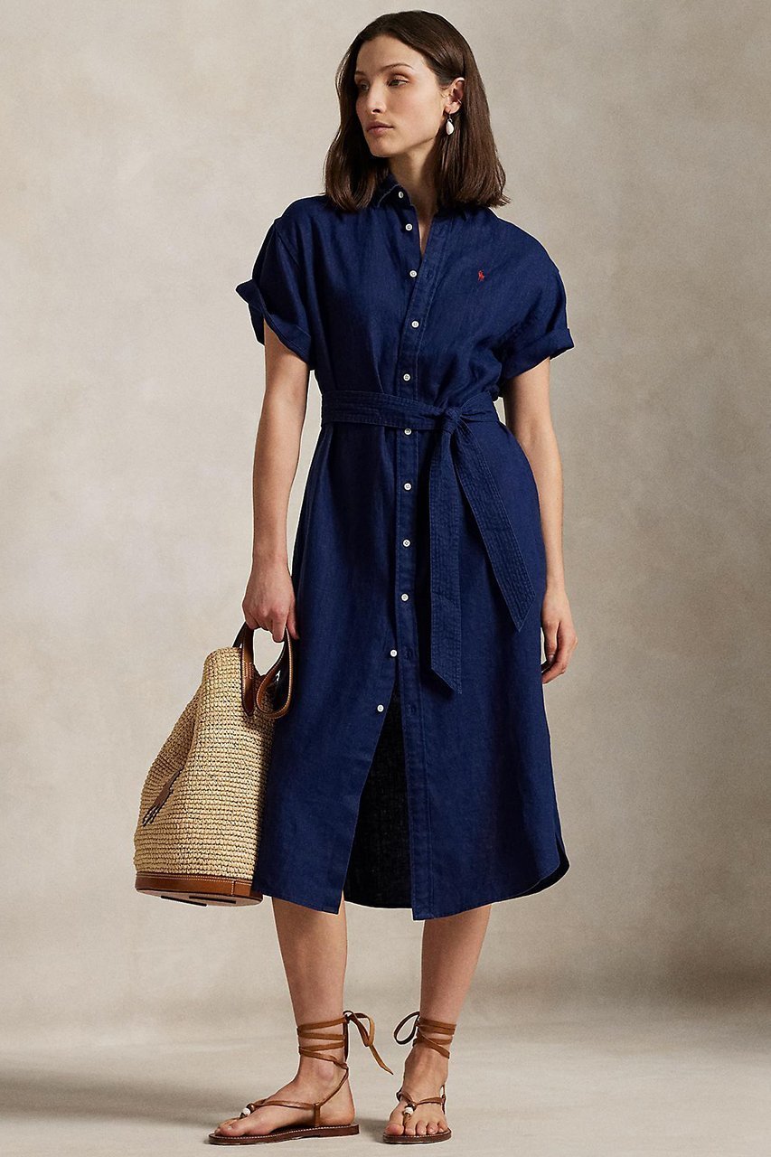 【ラルフローレン/RALPH LAUREN】の【POLO RALPH LAUREN】リネン ショートスリーブ シャツドレス 人気、トレンドファッション・服の通販 founy(ファニー) 　ファッション　Fashion　レディースファッション　Fashion for Women　ワンピース　Dresses　フォーマル・パーティードレス・結婚式用ドレス　Elegant & Casual Dresses　チュニック　Tunic Tops & Dresses　サンダル　Sandals, Summer Shoes　ショート　Short, Short Length　ストレート　Straight, Straight Cut　スニーカー　Sneakers, Trainers　スリット　Slit, Slit Detail　スリーブ　Sleeve, Long Sleeve / Short Sleeve　チュニック　Tunic, Long Top　ドレス　Dress, One-Piece　フィット　Fit, Slim Fit　プリーツ　Pleats, Pleated　ボックス　Boxy, Box Shape　ヨーク　Yoke, Yoke Design　ラウンド　Round, Round Neck　リネン　Linen, Linen Fabric　半袖　Short Sleeve, Half Sleeve　other-5|ID: prp329100004418955 ipo3291000000032871624