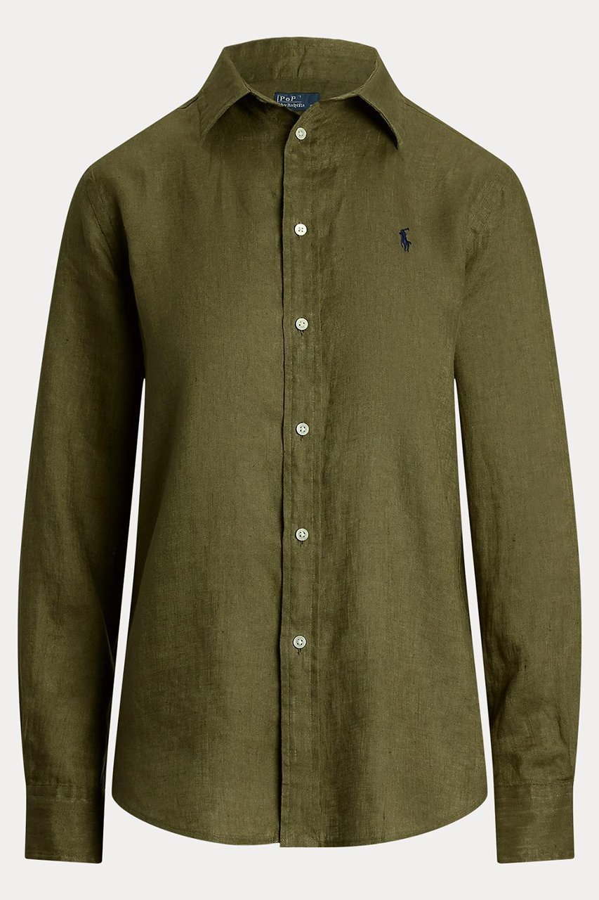 【ラルフローレン/RALPH LAUREN】の【POLO RALPH LAUREN】クラシック フィット リネン シャツ インテリア・キッズ・メンズ・レディースファッション・服の通販 founy(ファニー) 　ファッション　Fashion　レディースファッション　Fashion for Women　トップス・カットソー　Cut & Sew Tops　シャツ・ブラウス・オフィスカジュアル　Elegant Blouses & Button-Ups　エレガント 上品　Elegant　カフス　Cuff Design　クラシック　Classic, Timeless Style　ストレート　Straight, Straight Cut　スリーブ　Sleeve, Long Sleeve / Short Sleeve　フィット　Fit, Slim Fit　プリーツ　Pleats, Pleated　ボックス　Boxy, Box Shape　ヨーク　Yoke, Yoke Design　ラウンド　Round, Round Neck　リネン　Linen, Linen Fabric　ロング　Long, Long-Length　夏　Summer　長袖　Long Sleeve, Full Sleeve　アウトドアオリーブ|ID: prp329100004418959 ipo3291000000035879122