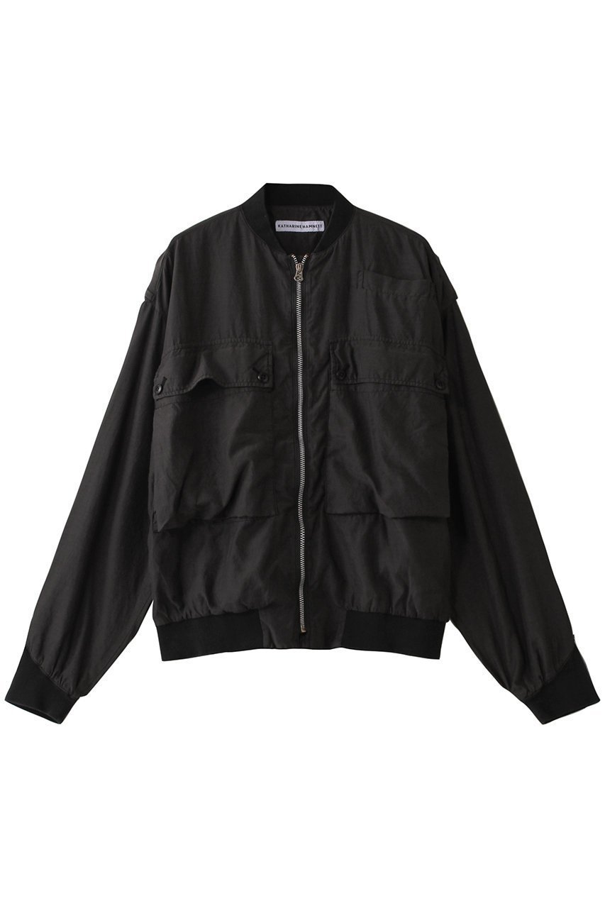 【キャサリンハムネット/KATHARINE HAMNETT LONDON】の【UNISEX】パラシュート ボンバージャケット インテリア・キッズ・メンズ・レディースファッション・服の通販 founy(ファニー) 　ファッション　Fashion　レディースファッション　Fashion for Women　アウター　Coat / Outerwear Collection　レディースジャケット・軽アウター　Jackets　ブルゾンジャケット・スポーティアウター　Blouson Jackets　ユニセックス　Unisex, Genderless　ジャケット　Jacket, Outerwear　パターン　Pattern, Design Print　ブルゾン　Blouson, Bomber Jacket　ブロード　Broadcloth, Fine Cotton　ヴィンテージ　Vintage Style　定番　Standard, Basic Item　ブラック|ID: prp329100004418960 ipo3291000000032960392