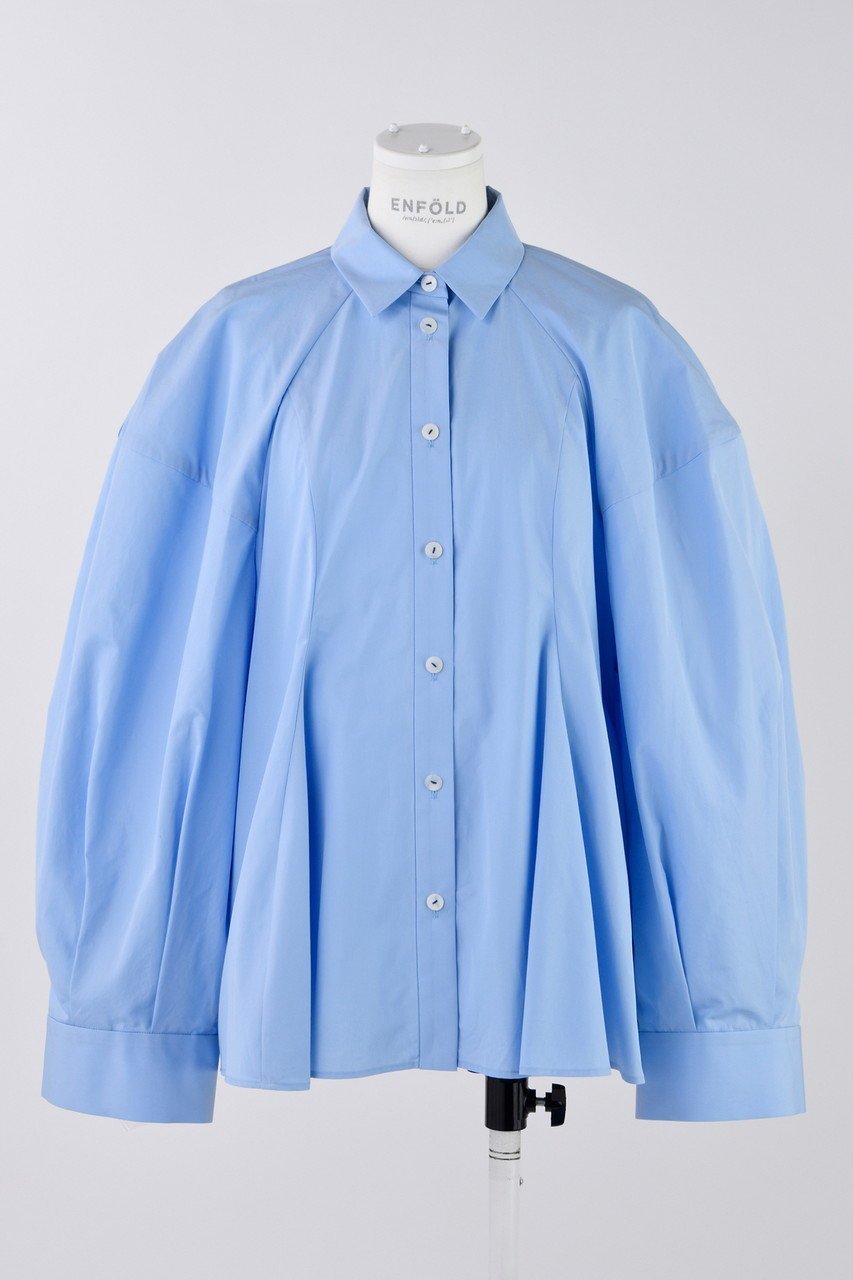 【エンフォルド/ENFOLD】のクリアタイプライター 立体SH/シャツ インテリア・キッズ・メンズ・レディースファッション・服の通販 founy(ファニー) 　ファッション　Fashion　レディースファッション　Fashion for Women　トップス・カットソー　Cut & Sew Tops　シャツ・ブラウス・オフィスカジュアル　Elegant Blouses & Button-Ups　スリーブ　Sleeve, Long Sleeve / Short Sleeve　タイプライター　Typewriter Fabric, Crisp Cotton　ロング　Long, Long-Length　ライトブルー|ID: prp329100004420272 ipo3291000000035822648