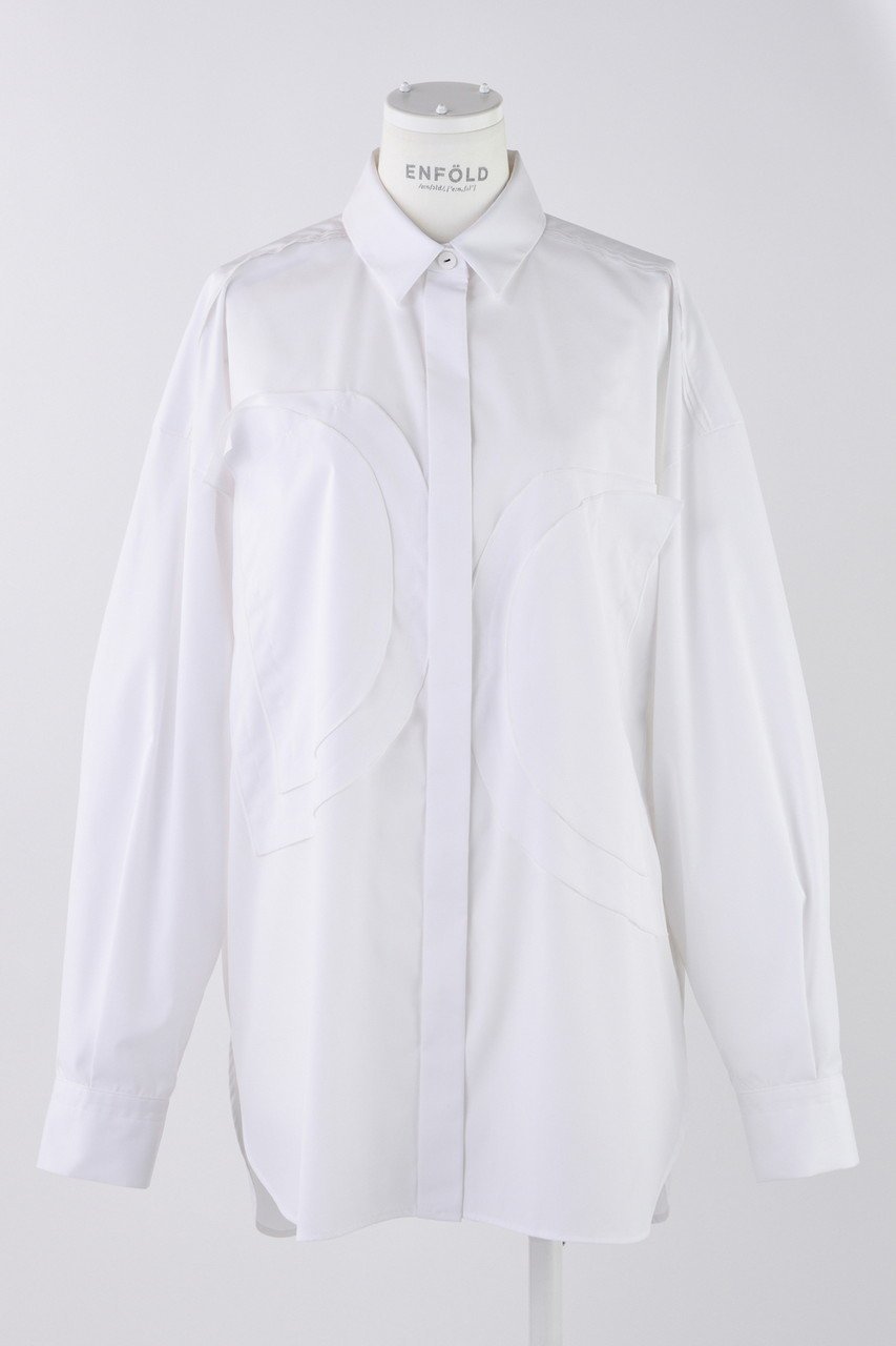 【エンフォルド/ENFOLD】のC/PEブロード アップリケSH/シャツ インテリア・キッズ・メンズ・レディースファッション・服の通販 founy(ファニー) 　ファッション　Fashion　レディースファッション　Fashion for Women　トップス・カットソー　Cut & Sew Tops　シャツ・ブラウス・オフィスカジュアル　Elegant Blouses & Button-Ups　おすすめ　Recommended / Our Picks　スリーブ　Sleeve, Long Sleeve / Short Sleeve　ブロード　Broadcloth, Fine Cotton　ベスト　Vest, Waistcoat　ロング　Long, Long-Length　ホワイト|ID: prp329100004420274 ipo3291000000032853513