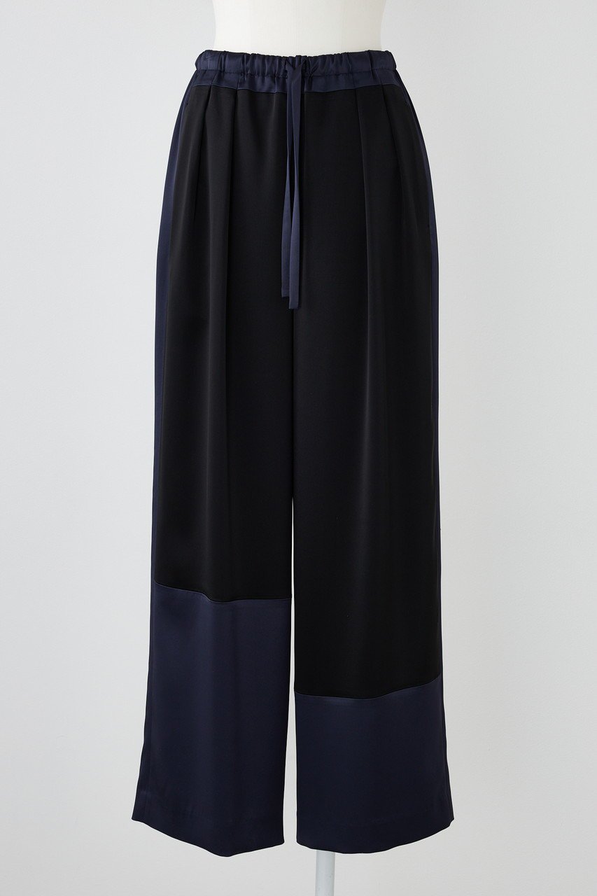 【エンフォルド/ENFOLD】のミッションサテン カラーブロック PT/パンツ インテリア・キッズ・メンズ・レディースファッション・服の通販 founy(ファニー) 　ファッション　Fashion　レディースファッション　Fashion for Women　パンツ　Pants & Trousers　サテン　Satin, Glossy Fabric　シンプル　Simple, Minimal　ブロック　Block, Solid Block Pattern　リラックス　Relax, Relaxed Fit　夏　Summer　ブラック|ID: prp329100004420278 ipo3291000000036099790