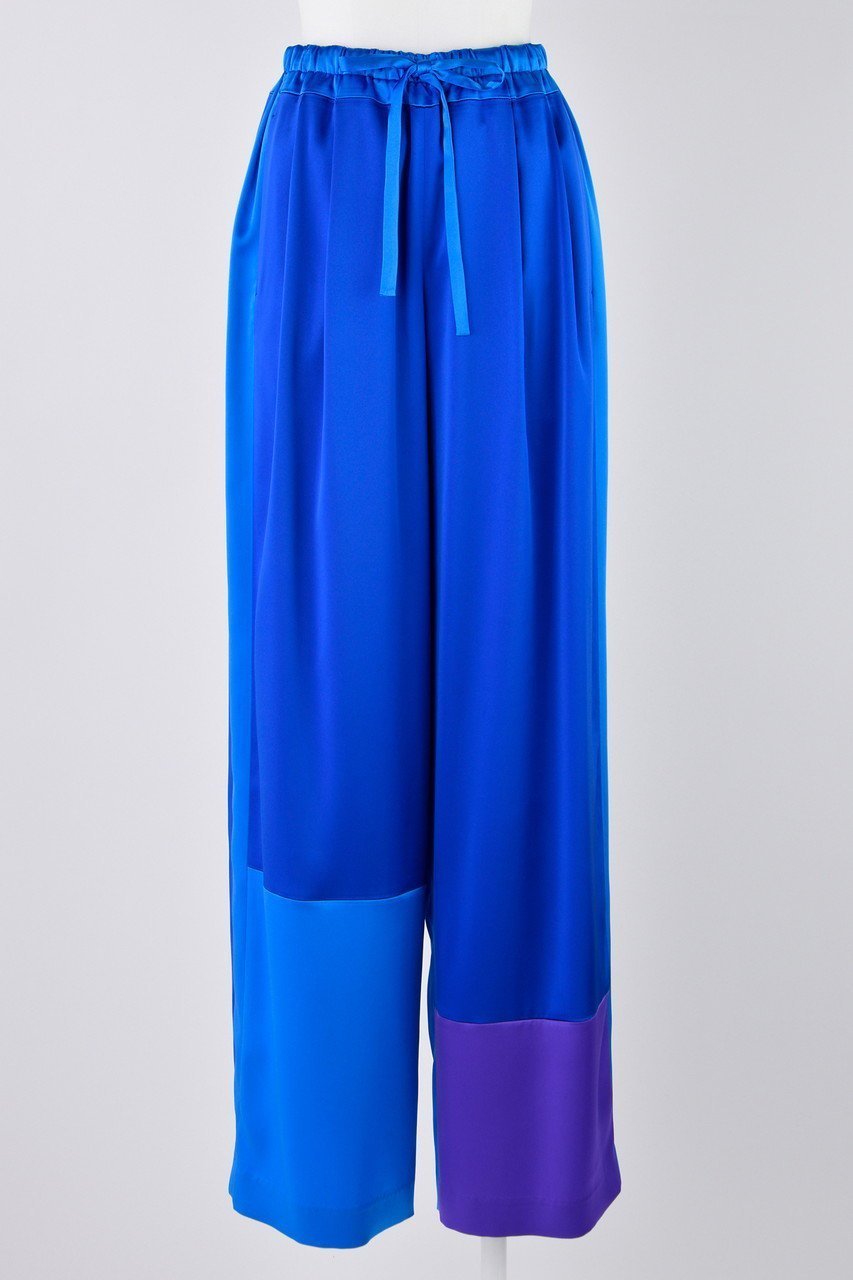 【エンフォルド/ENFOLD】のミッションサテン カラーブロック PT/パンツ インテリア・キッズ・メンズ・レディースファッション・服の通販 founy(ファニー) 　ファッション　Fashion　レディースファッション　Fashion for Women　パンツ　Pants & Trousers　サテン　Satin, Glossy Fabric　シンプル　Simple, Minimal　ブロック　Block, Solid Block Pattern　リラックス　Relax, Relaxed Fit　夏　Summer　ブルー|ID: prp329100004420278 ipo3291000000036099792