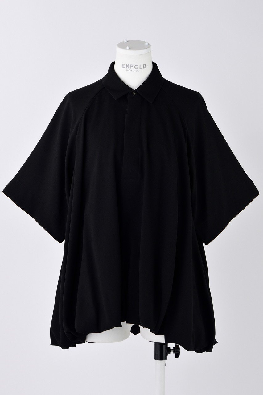 【エンフォルド/ENFOLD】のPEライトジョーゼット バルーン5分袖 BL/ブラウス インテリア・キッズ・メンズ・レディースファッション・服の通販 founy(ファニー) 　ファッション　Fashion　レディースファッション　Fashion for Women　トップス・カットソー　Cut & Sew Tops　シャツ・ブラウス・オフィスカジュアル　Elegant Blouses & Button-Ups　ショート　Short, Short Length　ジョーゼット　Georgette, Semi-Sheer Fabric　スリーブ　Sleeve, Long Sleeve / Short Sleeve　バルーン　Balloon, Balloon Silhouette　ブラック|ID: prp329100004420283 ipo3291000000036396296