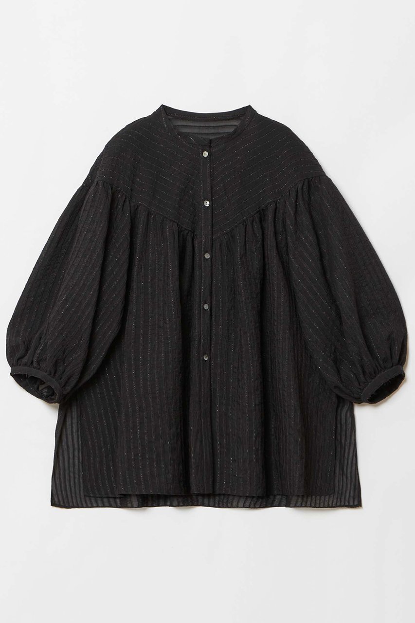【ハウス オブ ロータス/HOUSE OF LOTUS】のラメドビーブラウス インテリア・キッズ・メンズ・レディースファッション・服の通販 founy(ファニー) 　ファッション　Fashion　レディースファッション　Fashion for Women　トップス・カットソー　Cut & Sew Tops　シャツ・ブラウス・オフィスカジュアル　Elegant Blouses & Button-Ups　シアー　Sheer, See-Through　スリット　Slit, Slit Detail　スリーブ　Sleeve, Long Sleeve / Short Sleeve　バルーン　Balloon, Balloon Silhouette　フェミニン　Feminine, Girly　ロング　Long, Long-Length　エレガント 上品　Elegant　ブラック|ID: prp329100004420288 ipo3291000000032906287