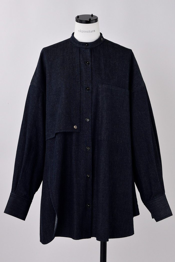 【ナゴンスタンス/nagonstans】の8ozデニム アシンメRound SH/シャツ インテリア・キッズ・メンズ・レディースファッション・服の通販 founy(ファニー) https://founy.com/ ファッション Fashion レディースファッション Fashion for Women トップス・カットソー Cut & Sew Tops シャツ・ブラウス・オフィスカジュアル Elegant Blouses & Button-Ups アシンメトリー Asymmetrical Style シンプル Simple, Minimal スリーブ Sleeve, Long Sleeve / Short Sleeve デニム Denim, Jeans Material フレア Flare, Flared ロング Long, Long-Length |ID: prp329100004420295 ipo3291000000036396597