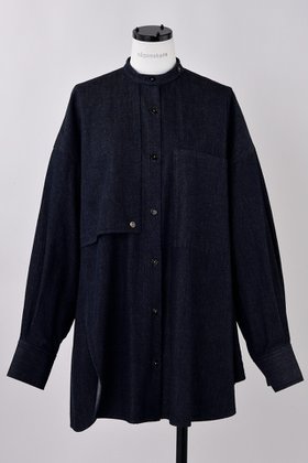 【ナゴンスタンス/nagonstans】の8ozデニム アシンメRound SH/シャツ 人気、トレンドファッション・服の通販 founy(ファニー) ファッション Fashion レディースファッション Fashion for Women トップス・カットソー Cut & Sew Tops シャツ・ブラウス・オフィスカジュアル Elegant Blouses & Button-Ups アシンメトリー Asymmetrical Style シンプル Simple, Minimal スリーブ Sleeve, Long Sleeve / Short Sleeve デニム Denim, Jeans Material フレア Flare, Flared ロング Long, Long-Length |ID:prp329100004420295