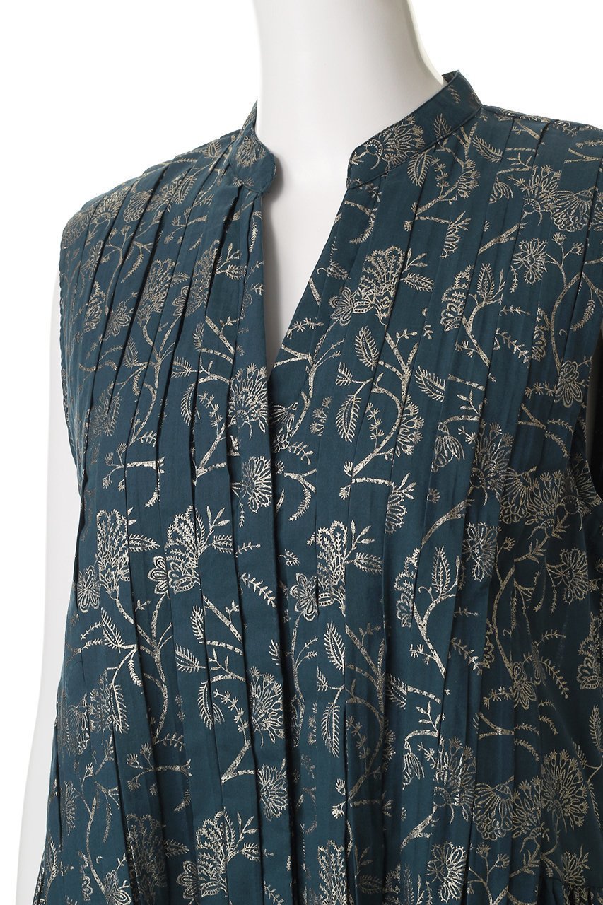 【ハウス オブ ロータス/HOUSE OF LOTUS】のハクプリントスタンドカラーワンピース 人気、トレンドファッション・服の通販 founy(ファニー) 　ファッション　Fashion　レディースファッション　Fashion for Women　ワンピース　Dresses　チュニック　Tunic Tops & Dresses　コンパクト　Compact, Small Size　スタンド　Stand Collar, Upright Stand　チュニック　Tunic, Long Top　ノースリーブ　Sleeveless, No-Sleeve　フレア　Flare, Flared　ブライト　Bright, Shiny　プリント　Print, Printed Pattern　ボタニカル　Botanical, Floral Pattern　ロング　Long, Long-Length　エレガント 上品　Elegant　再入荷　Restock / Back in Stock　夏　Summer　other-5|ID: prp329100004420302 ipo3291000000032808480