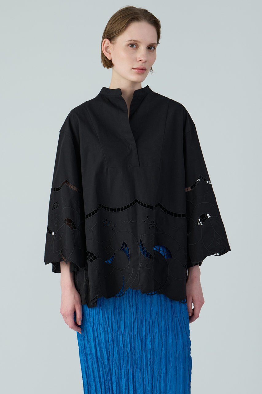 【ハウス オブ ロータス/HOUSE OF LOTUS】のコットンリネンスカラップ刺繍ブラウス 人気、トレンドファッション・服の通販 founy(ファニー) 　ファッション　Fashion　レディースファッション　WOMEN　トップス・カットソー　Tops/Tshirt　シャツ/ブラウス　Shirts/Blouses　エレガント 上品　Elegant　クラシカル　Classical　スリーブ　Sleeve　デニム　Denim　フラワー　Flower　フレアースカート　Flared Skirt　フレアースリーブ　Flared Sleeves　モチーフ　Motif　リラックス　Relax　ロング　Long　other-7|ID: prp329100004420304 ipo3291000000031328867