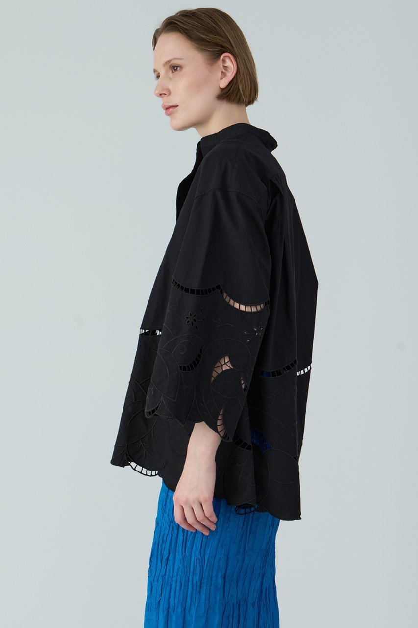 【ハウス オブ ロータス/HOUSE OF LOTUS】のコットンリネンスカラップ刺繍ブラウス 人気、トレンドファッション・服の通販 founy(ファニー) 　ファッション　Fashion　レディースファッション　Fashion for Women　トップス・カットソー　Cut & Sew Tops　シャツ・ブラウス・オフィスカジュアル　Elegant Blouses & Button-Ups　エレガント 上品　Elegant　クラシカル　Classical, Vintage-Inspired　スリーブ　Sleeve, Long Sleeve / Short Sleeve　デニム　Denim, Jeans Material　フラワー　Flower, Floral　フレアースカート　Flared Skirt, A-Line Skirt　フレアースリーブ　Flared Sleeve, Bell Sleeve　モチーフ　Motif, Design Theme　リラックス　Relax, Relaxed Fit　ロング　Long, Long-Length　other-5|ID: prp329100004420304 ipo3291000000032909240