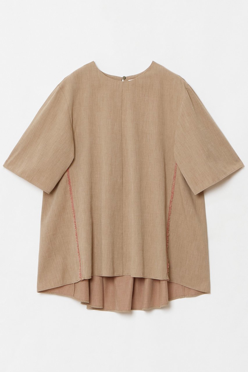 【ハウス オブ ロータス/HOUSE OF LOTUS】のシャドウボーダーフリンジブラウス インテリア・キッズ・メンズ・レディースファッション・服の通販 founy(ファニー) 　ファッション　Fashion　レディースファッション　Fashion for Women　トップス・カットソー　Cut & Sew Tops　シャツ・ブラウス・オフィスカジュアル　Elegant Blouses & Button-Ups　ギャザー　Gathered, Ruffled　ショート　Short, Short Length　シンプル　Simple, Minimal　スリーブ　Sleeve, Long Sleeve / Short Sleeve　フリンジ　Fringe, Tassel　フロント　Front, Front Design　エレガント 上品　Elegant　ベージュ|ID: prp329100004420309 ipo3291000000032629895